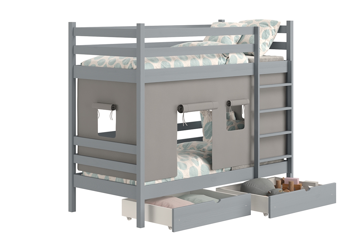 Patrová dětská postel Kubi 80x180 cm - šedá Postel dzieciece patrová  Kubi - 80x180 / šedá