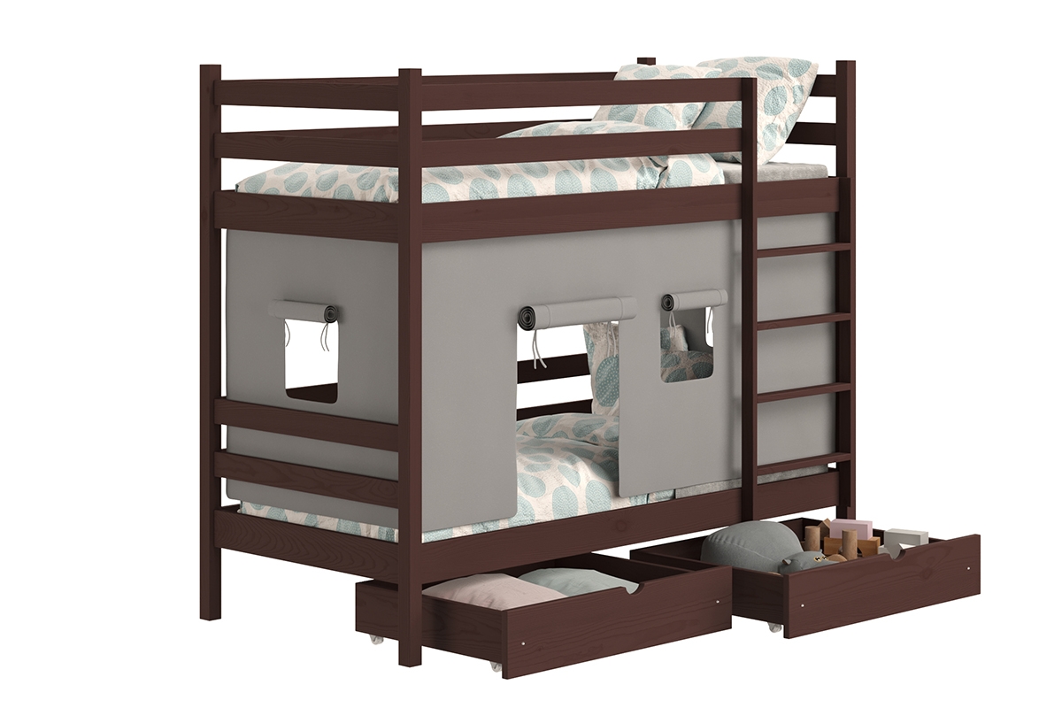 Patrová dětská postel Kubi 90x200 cm - hnědá Postel dzieciece patrová  Kubi - 90x200 / hnědá