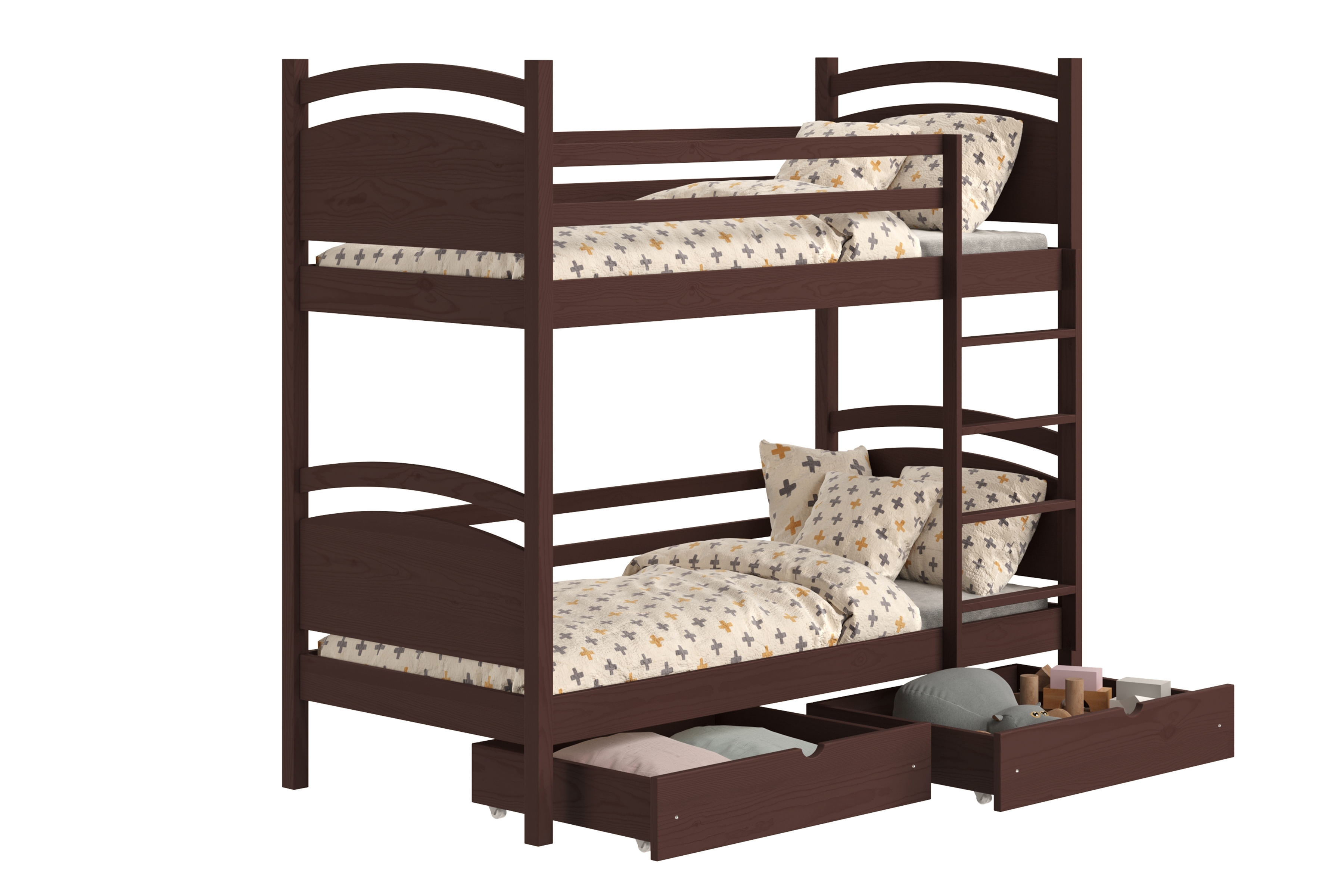 Poschodová posteľ Pinoki - hnedý, 80x200 Posteľ dzieciece poschodová Pinoki - 80x200 / Hnedý