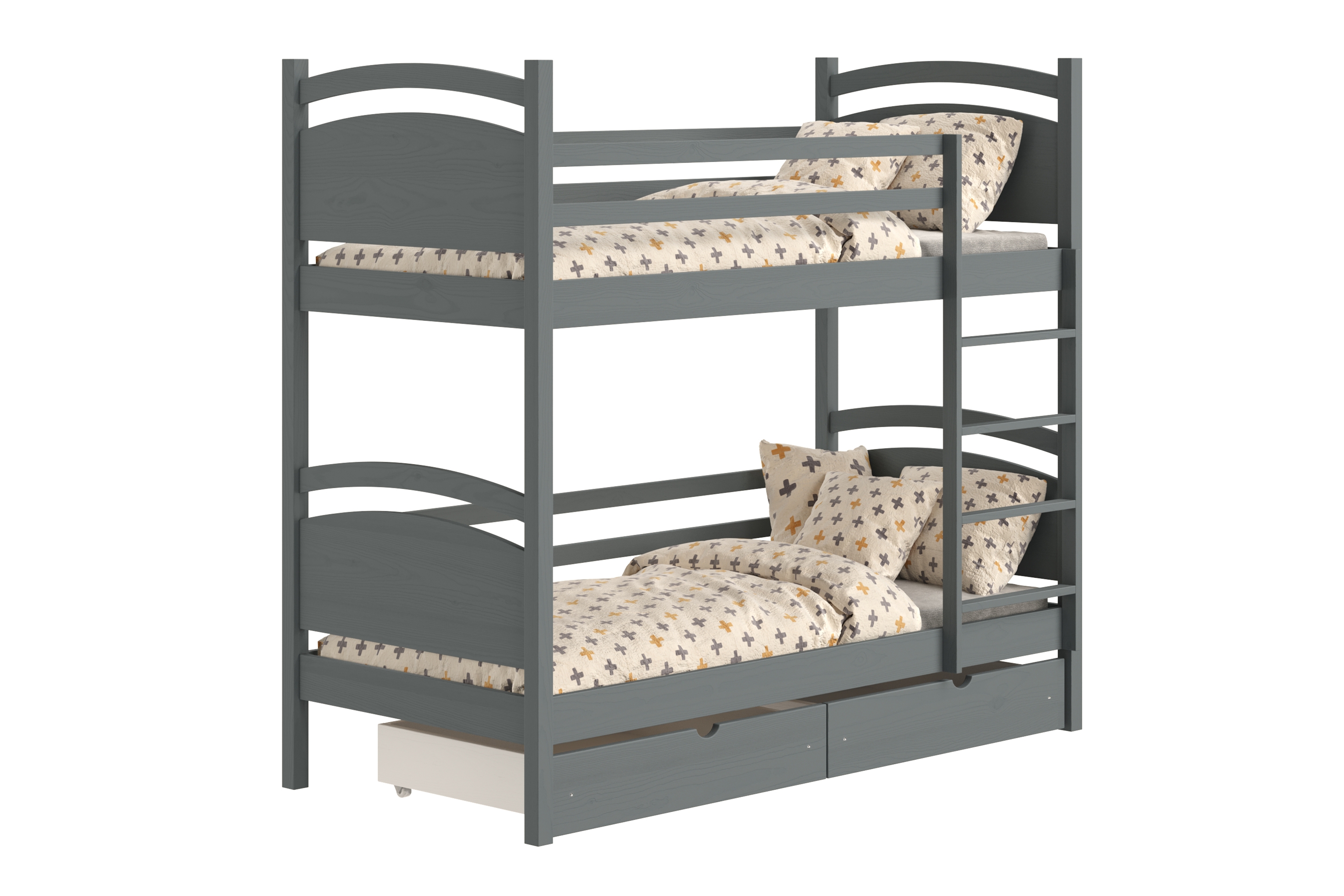 Patrová postel Pinoki 90x200 cm - grafit Postel dzieciece patrová  Pinoki - 90x200 / grafit