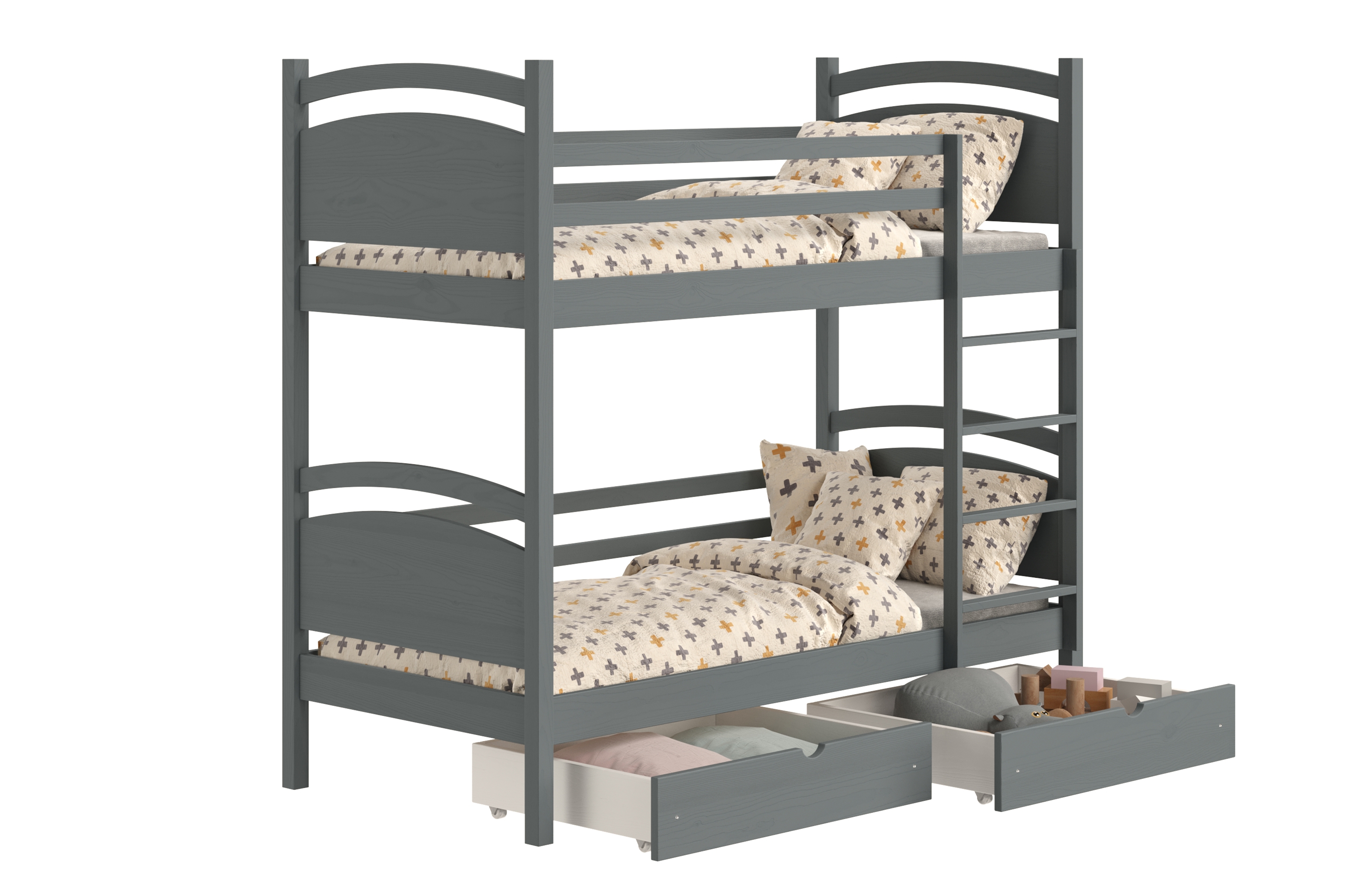 Patrová postel Pinoki 90x200 cm - grafit Postel dzieciece patrová  Pinoki - 90x200 / grafit