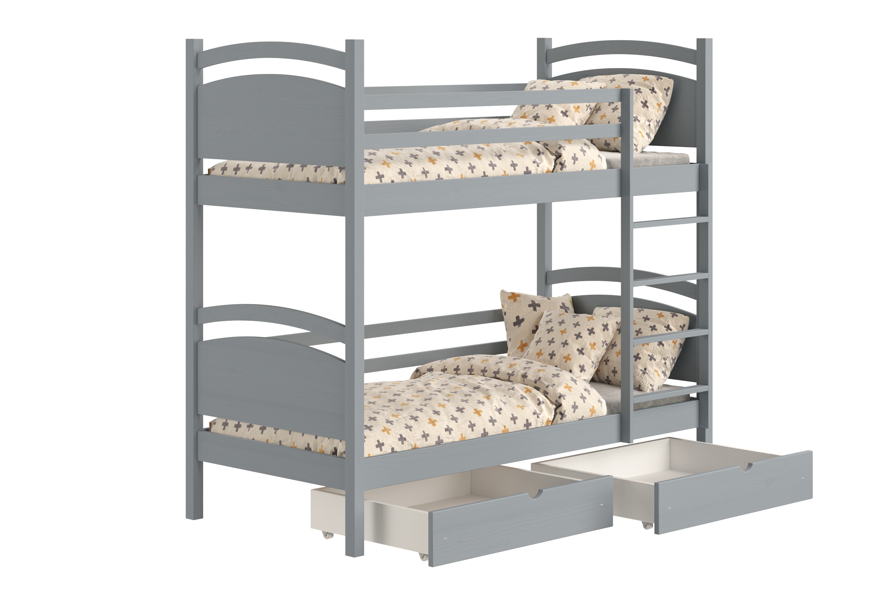 Patrová postel Pinoki 90x200 cm - šedá Postel dzieciece patrová  Pinoki - 90x200 / šedá