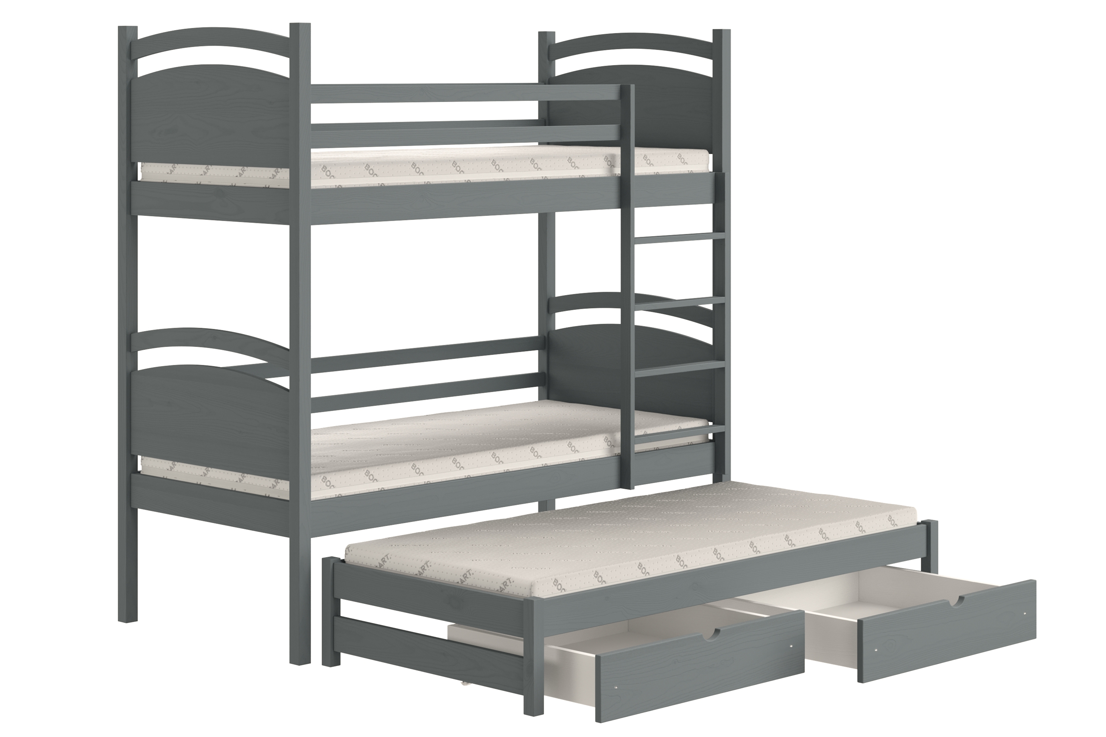 Výsuvná patrová postel Pinoki 80x160 cm - grafit Postel dzieciece patrová  výsuvná Pinoki - 80x160 / grafit