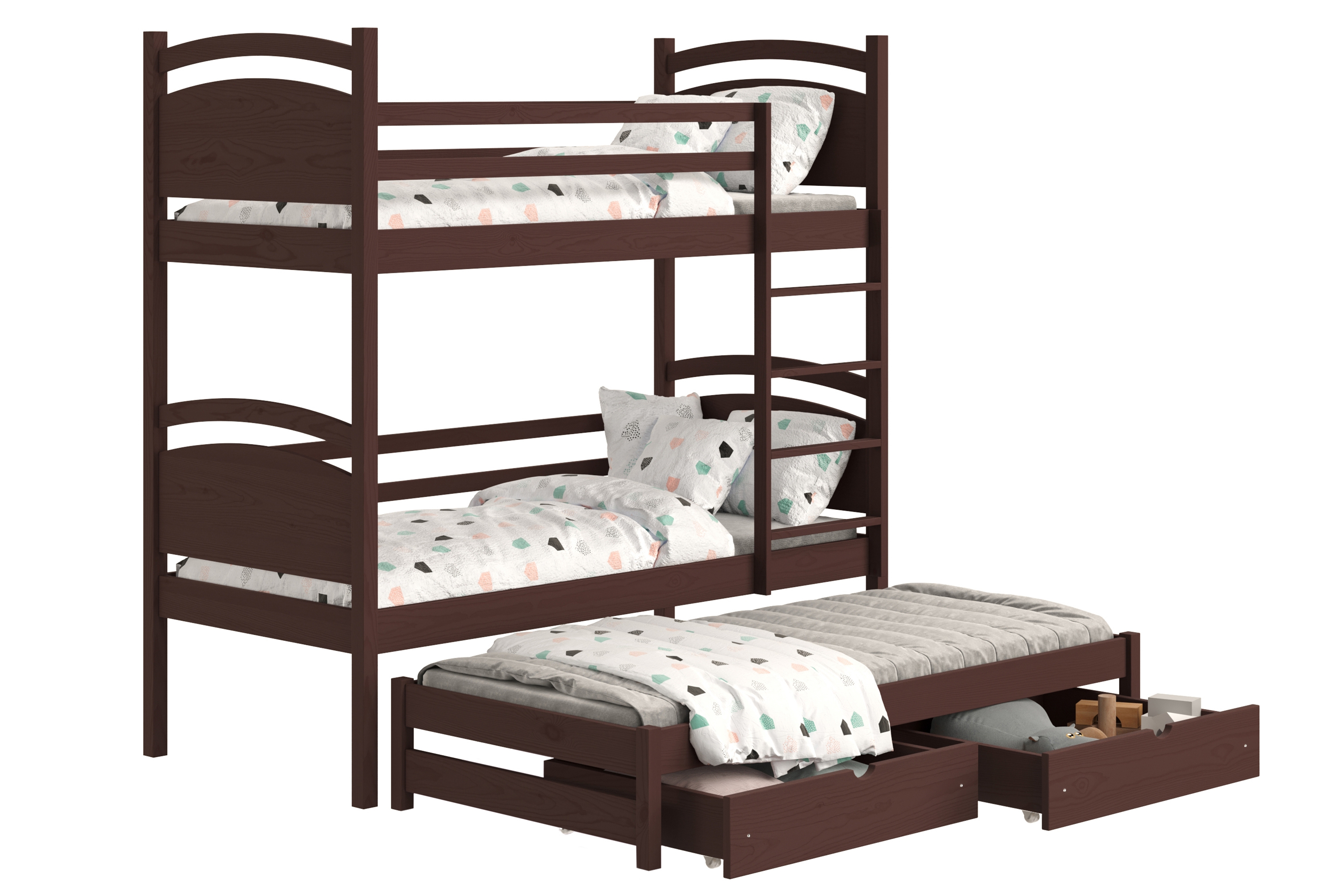 Výsuvná patrová postel Pinoki 80x180 cm - hnědá Postel dzieciece patrová  výsuvná Pinoki - 80x180 / hnědá