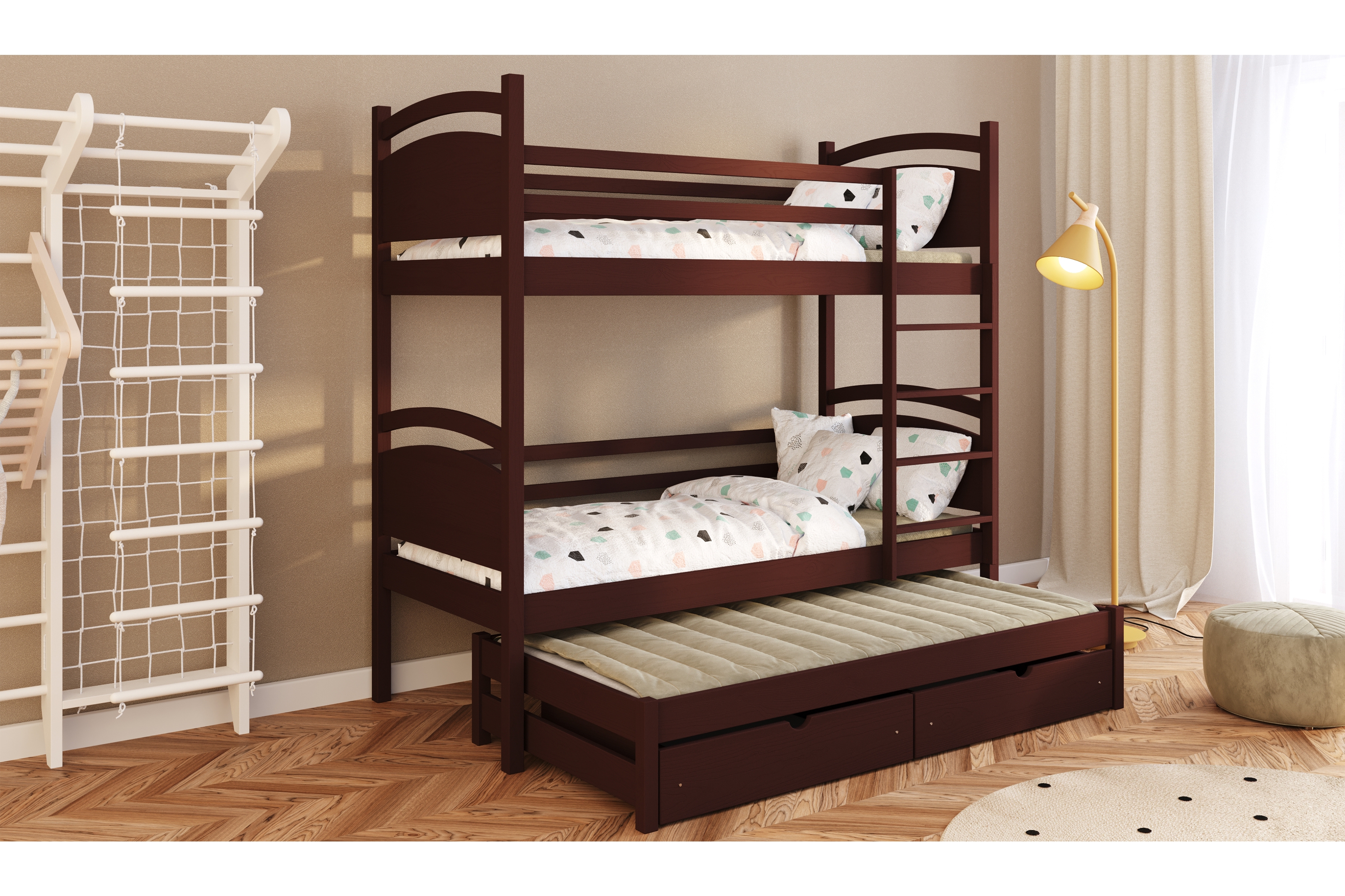 Výsuvná patrová postel Pinoki 80x180 cm - hnědá Postel dzieciece patrová  výsuvná Pinoki - 80x180 / hnědá