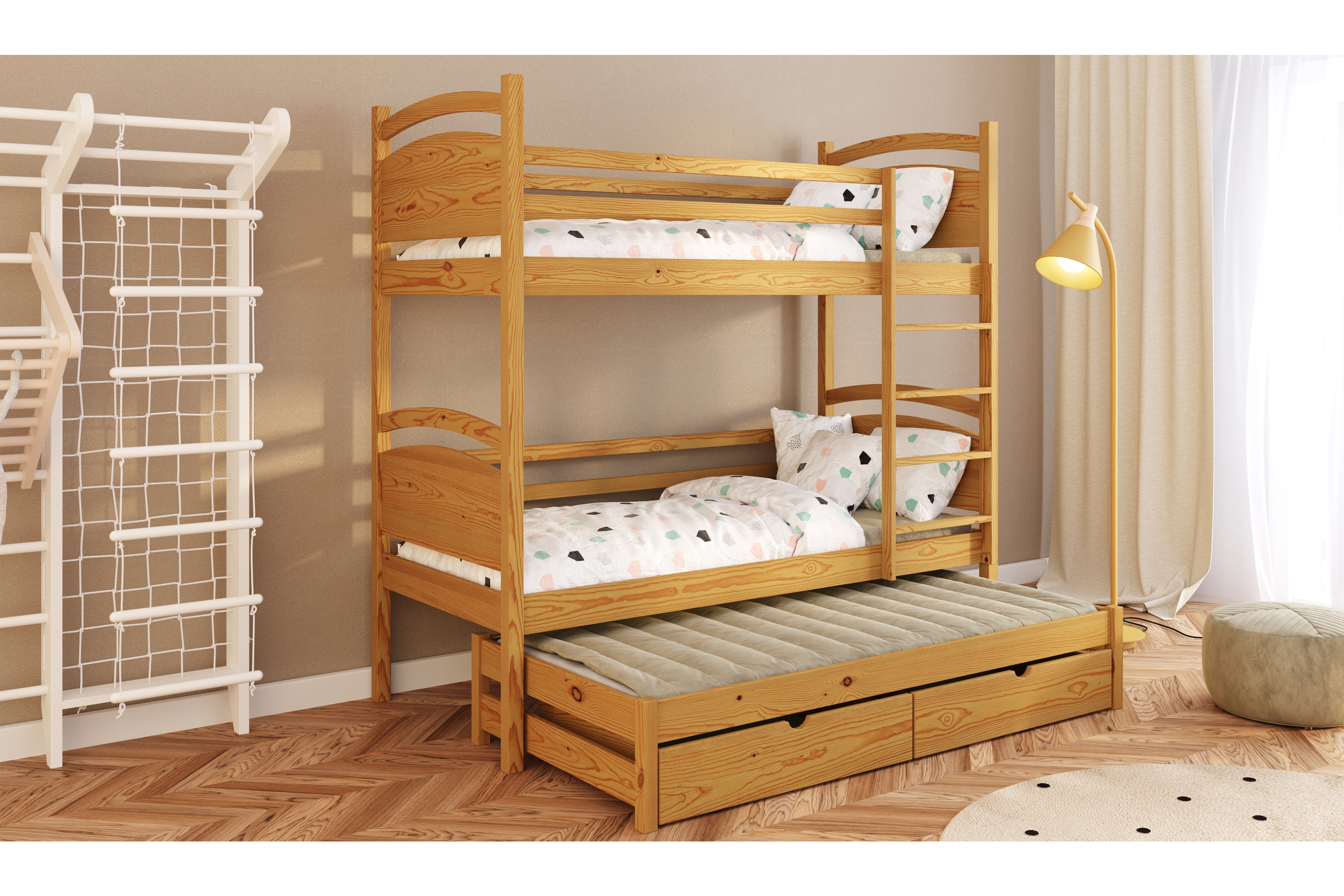 Výsuvná patrová postel Pinoki 80x190 cm - dub Postel dzieciece patrová  výsuvná Pinoki - 80x190 / dub