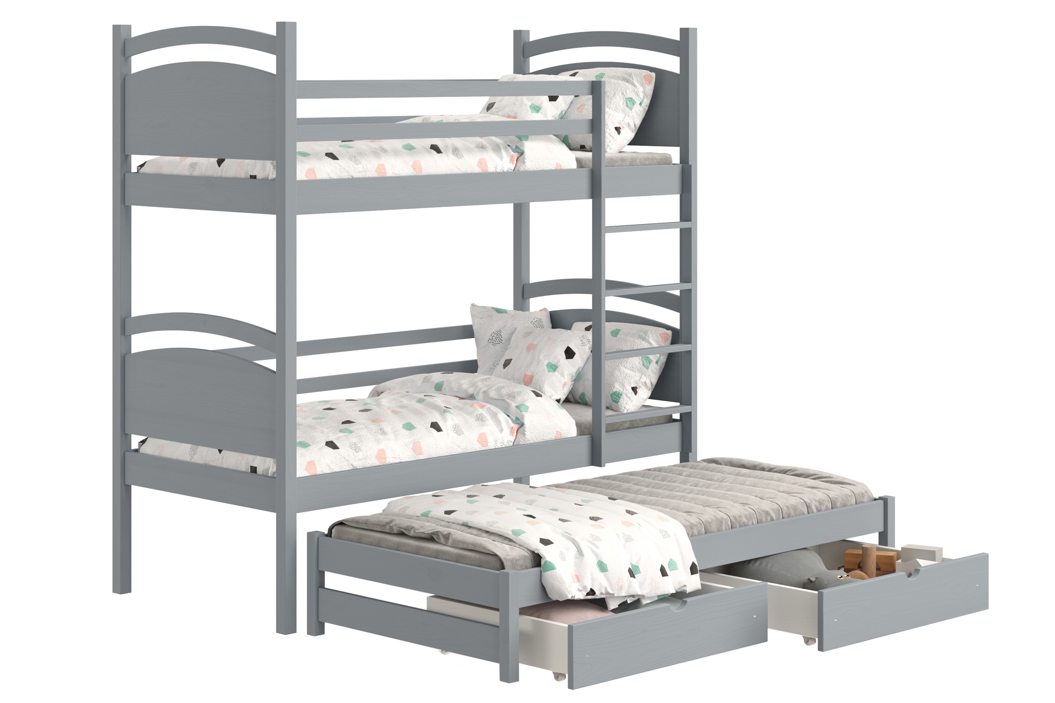 Výsuvná patrová postel Pinoki 80x190 cm - šedá Postel dzieciece patrová  výsuvná Pinoki - 80x190 / šedá