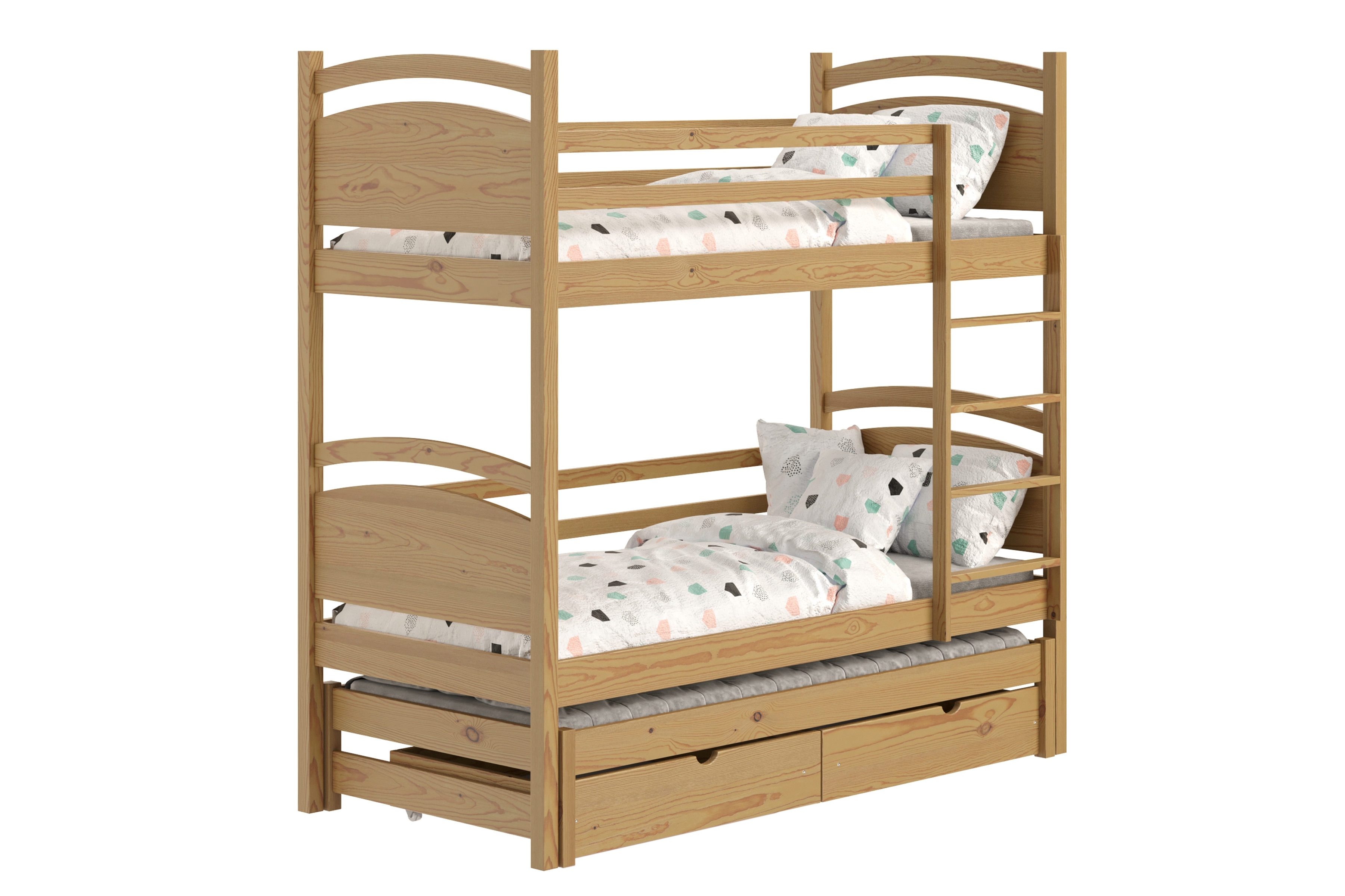 Poschodová posteľ s prístelkou Pinoki - dub, 80x200 Posteľ dzieciece poschodová výsuvna Pinoki - 80x200 / Dub