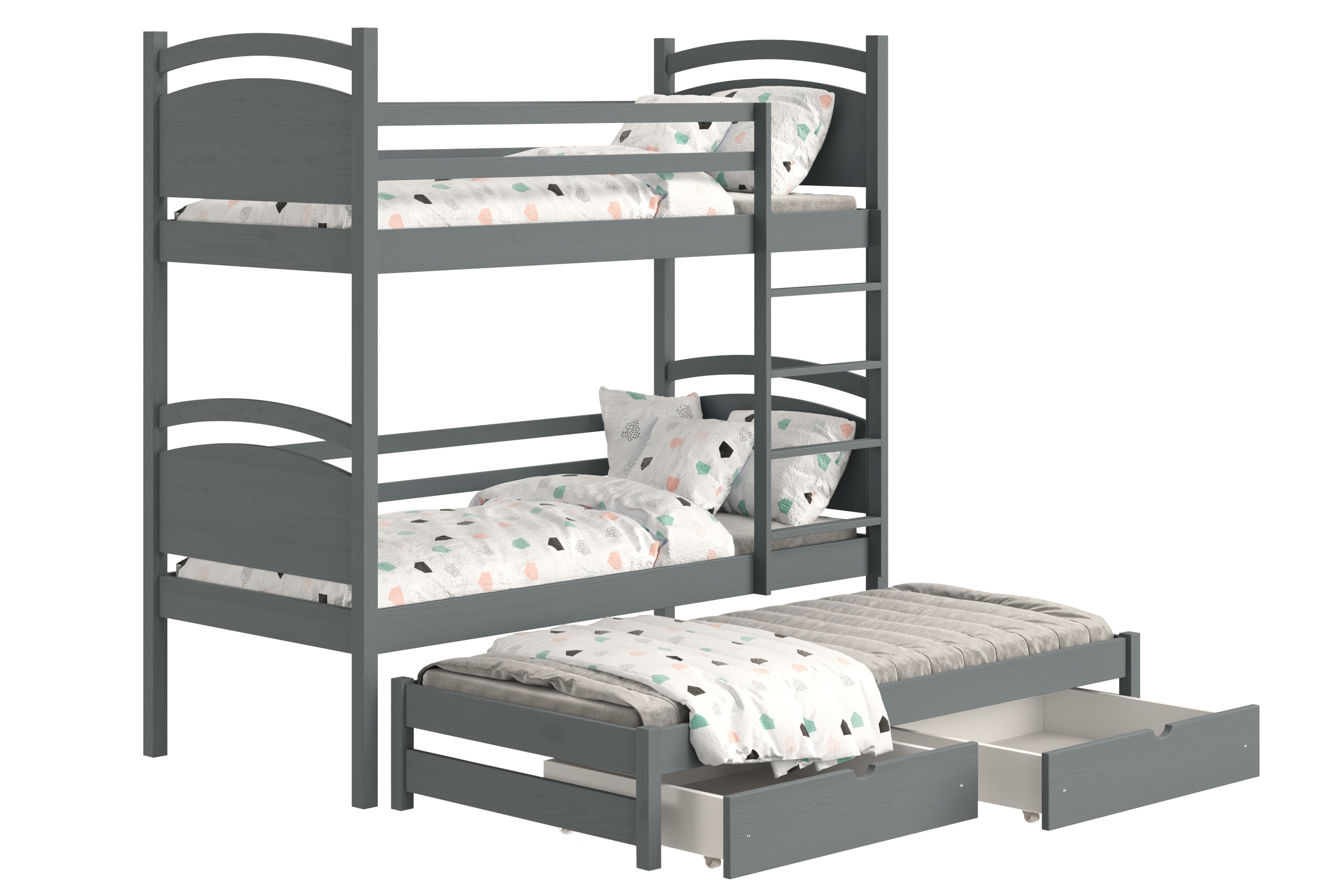 Výsuvná patrová postel Pinoki 80x200 cm - grafit Postel dzieciece patrová  výsuvná Pinoki - 80x200 / grafit