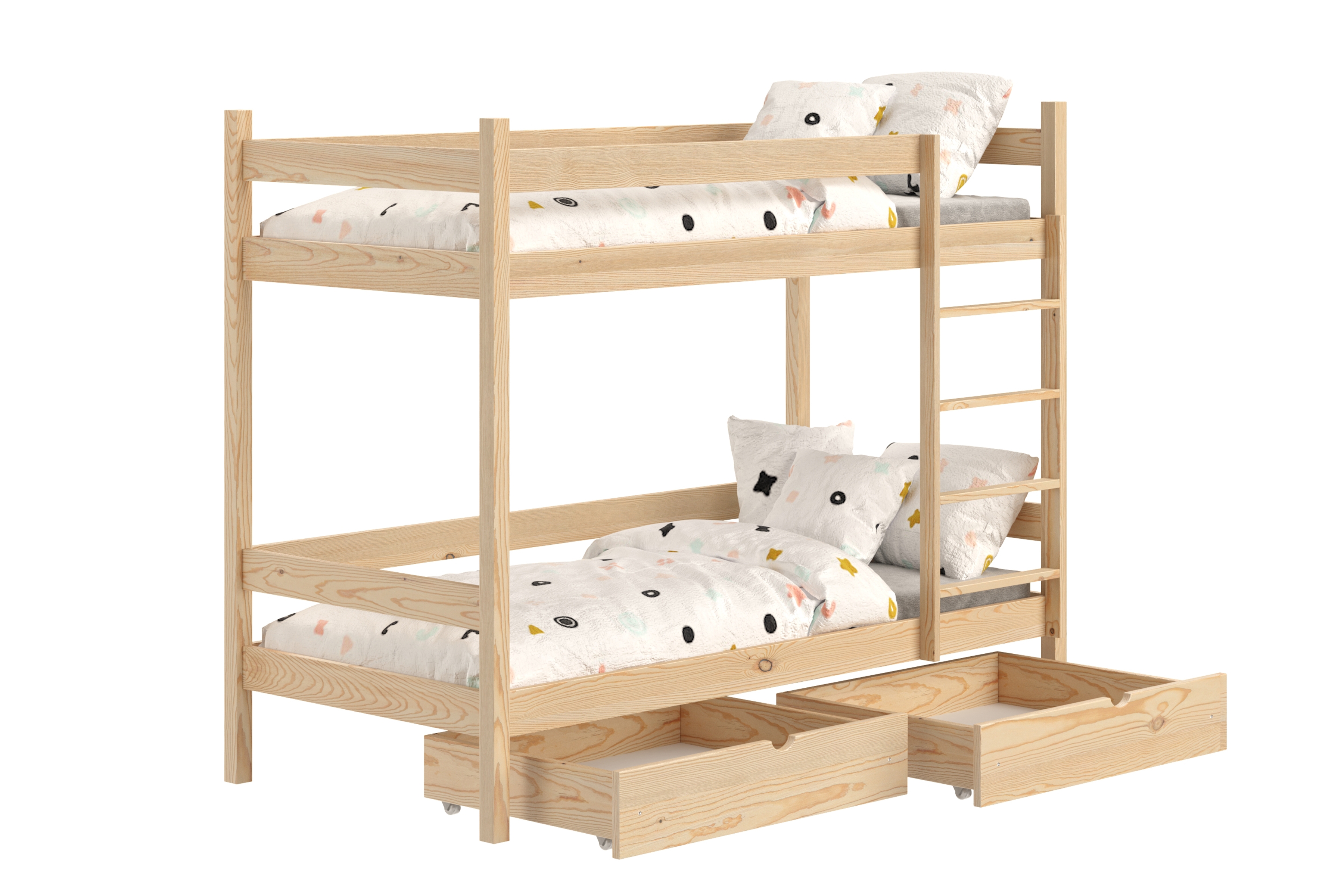 Poschodová posteľ Fabrio so zásuvkami - borovica, 80x160 Posteľ dzieciece poschodová so zásuvkami Fabrio - 80x160 / Borovica