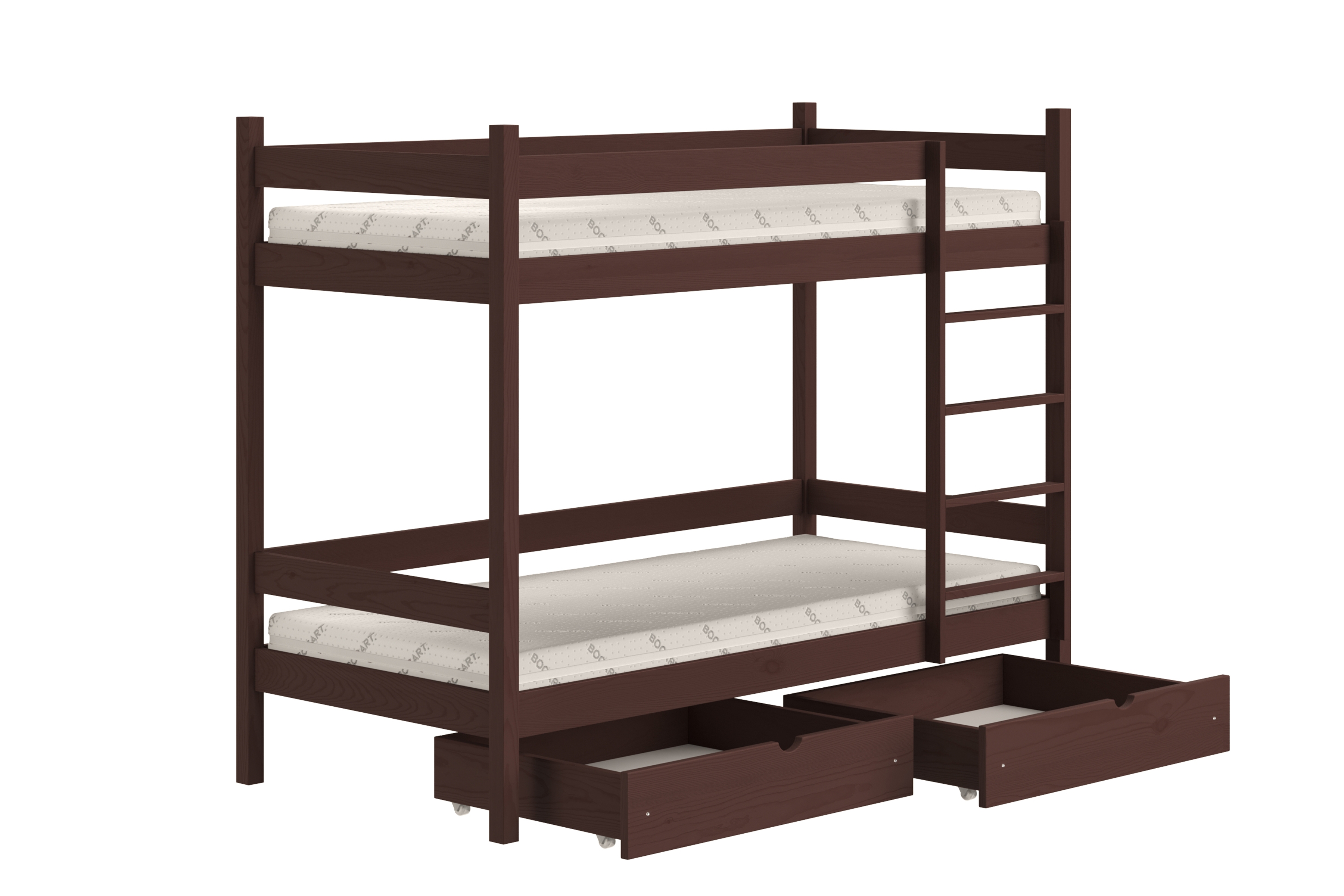 Poschodová posteľ Fabrio so zásuvkami - hnedý, 80x190 Posteľ dzieciece poschodová so zásuvkami Fabrio - 80x190 / Hnedý