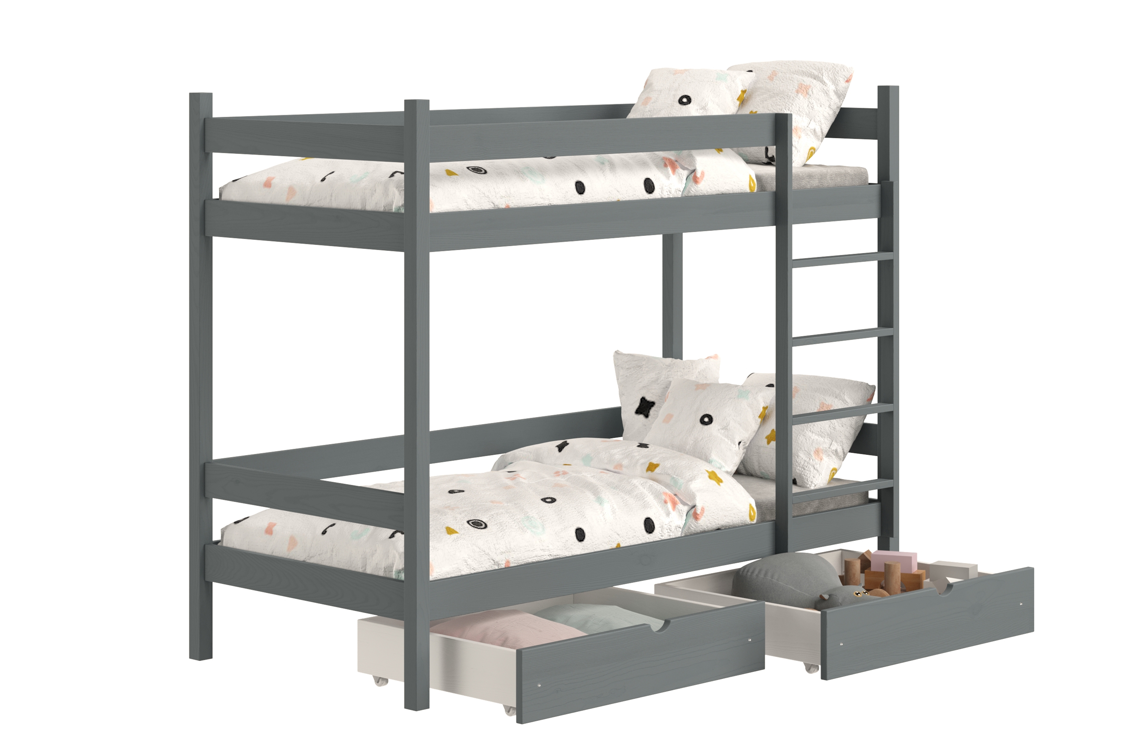 Patrová postel Fabrio se zásuvkami 80x190 cm - grafit Postel dzieciece patrová  s zásuvkami Fabrio - 80x190 / grafit