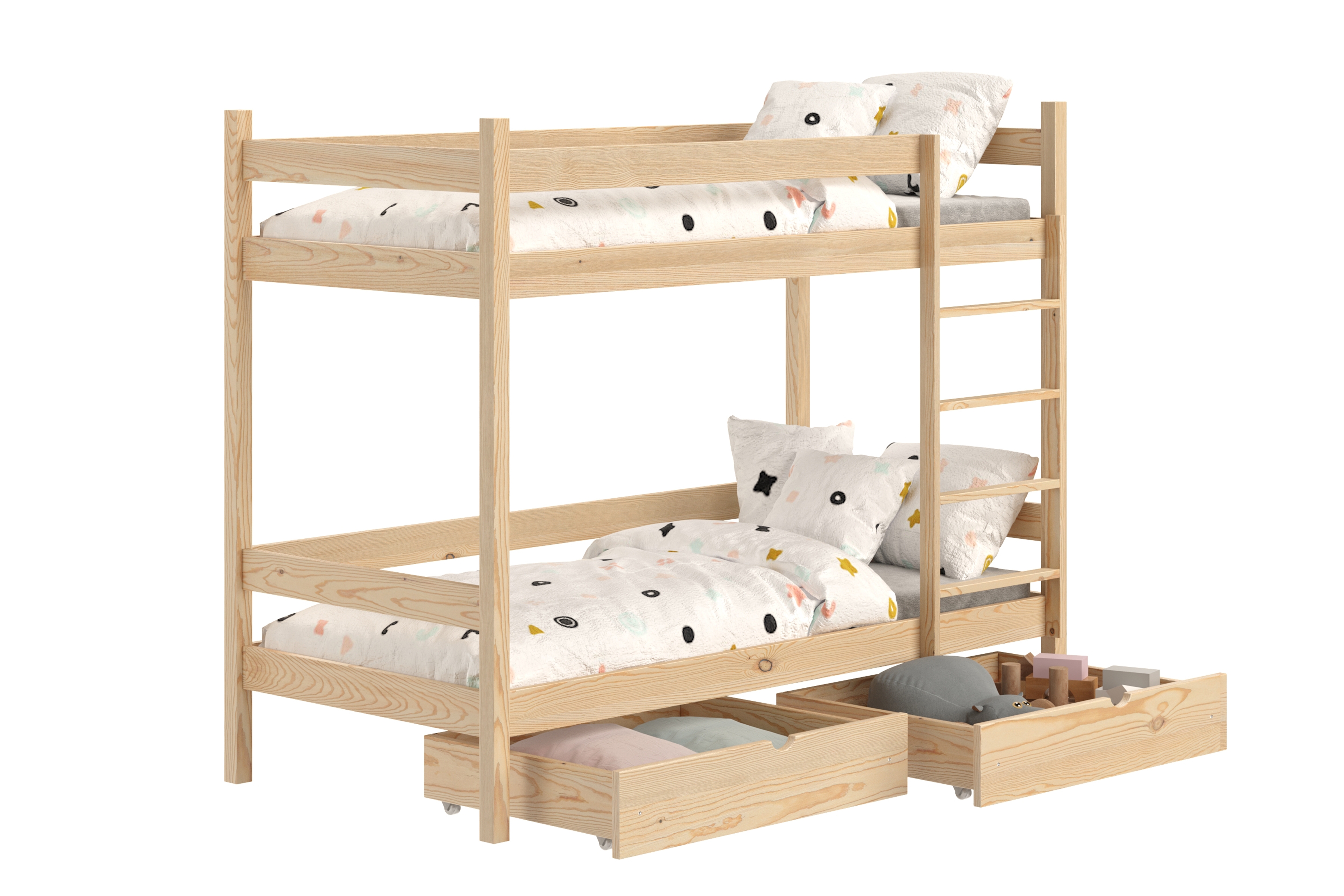 Poschodová posteľ Fabrio so zásuvkami - borovica, 90x180 Posteľ dzieciece poschodová so zásuvkami Fabrio - 90x180 / Borovica