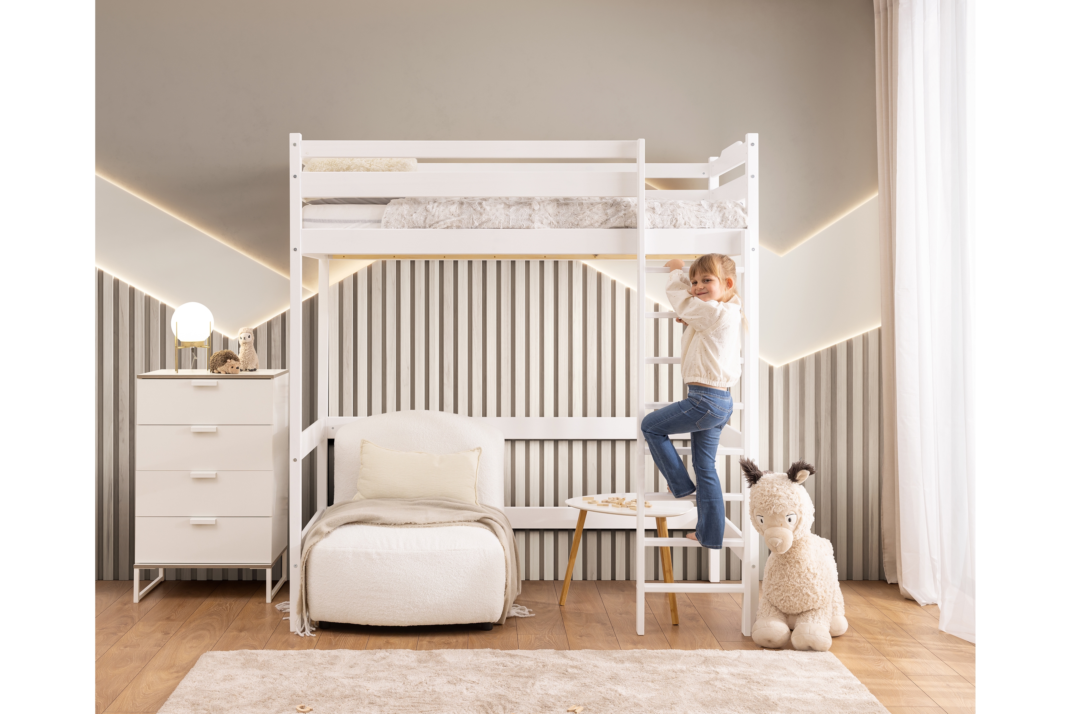 Vyvýšená detská posteľ Samio - 80x160 cm - biela Posteľ dzieciece Samio 80x160 vyvýšená - Biely