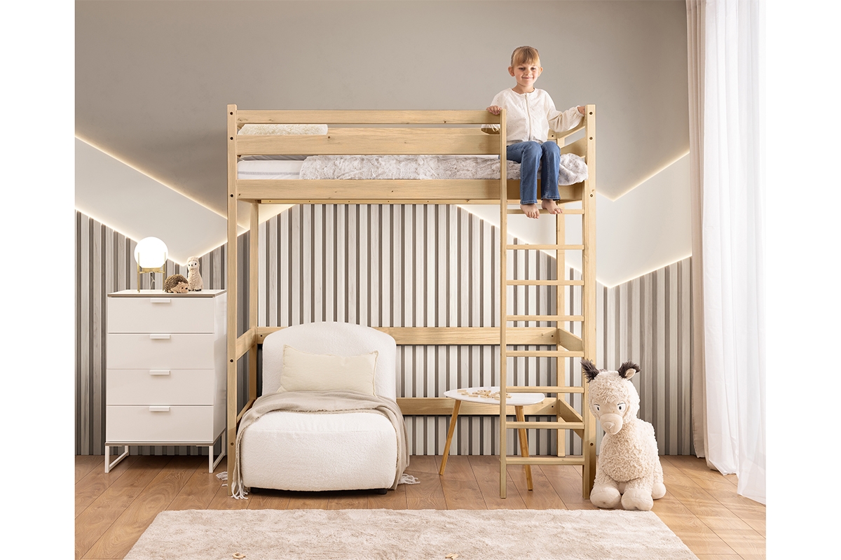 Dětská vyvýšená postel Samio - 80x160 / borovice Postel dzieciece Samio 80x160 vyvýšená postel - borovice
