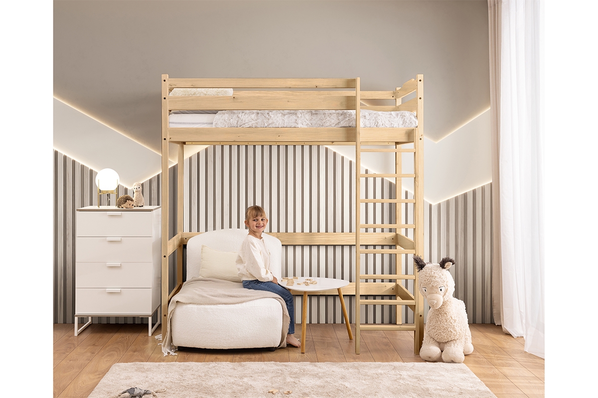 Dětská vyvýšená postel Samio - 80x160 / borovice Postel dzieciece Samio 80x160 vyvýšená postel - borovice