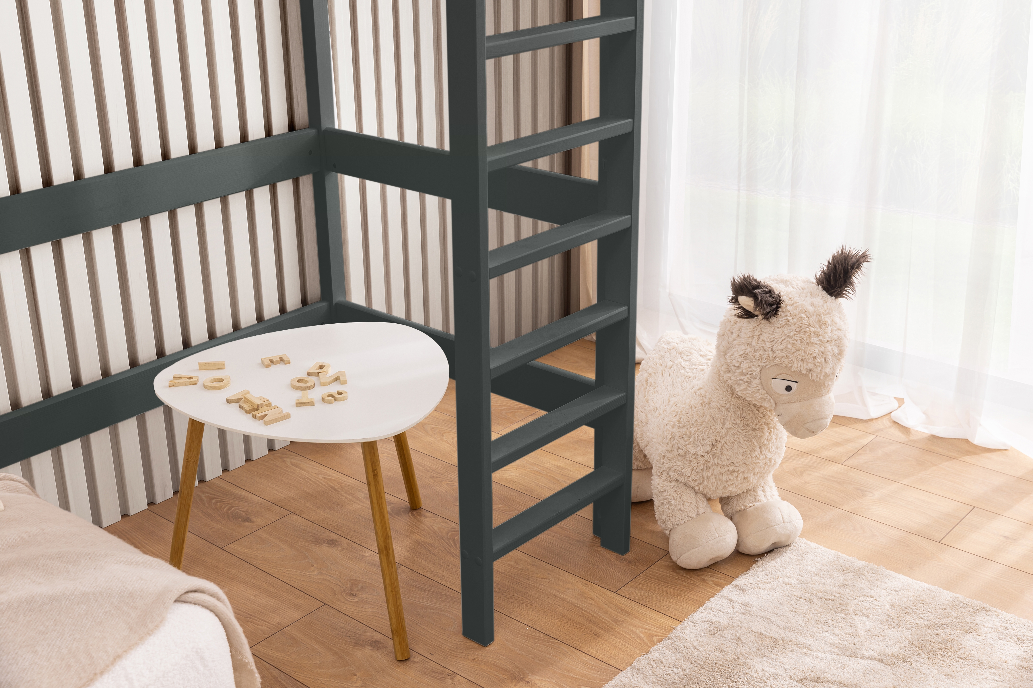 Dětská vyvýšená postel Samio 80x190 cm - grafitová Postel dzieciece Samio 80x190 vyvýšená postel - grafit