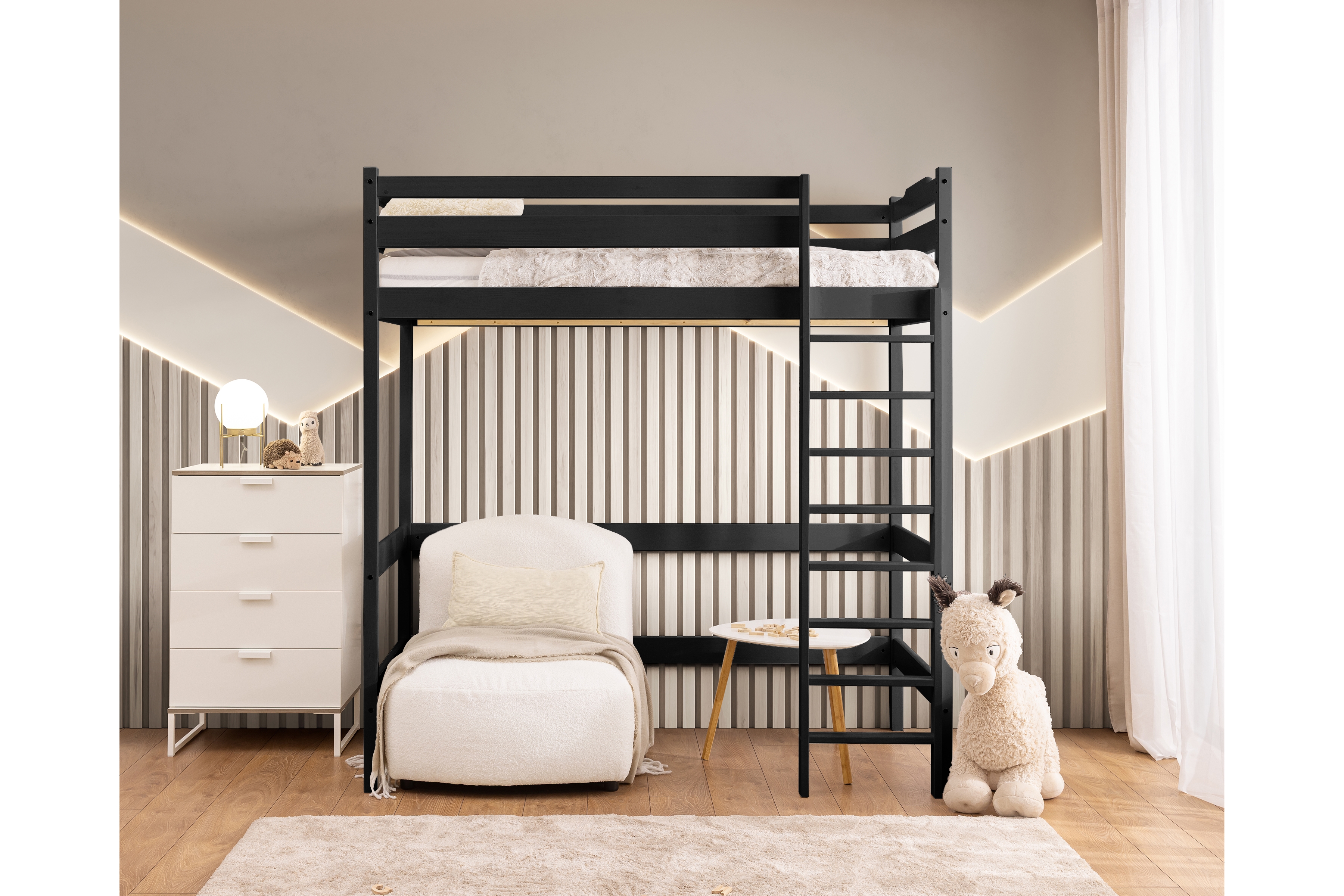 Dětská vyvýšená postel Samio 80x200 cm - černá Postel dzieciece Samio 80x200 vyvýšená postel - černá