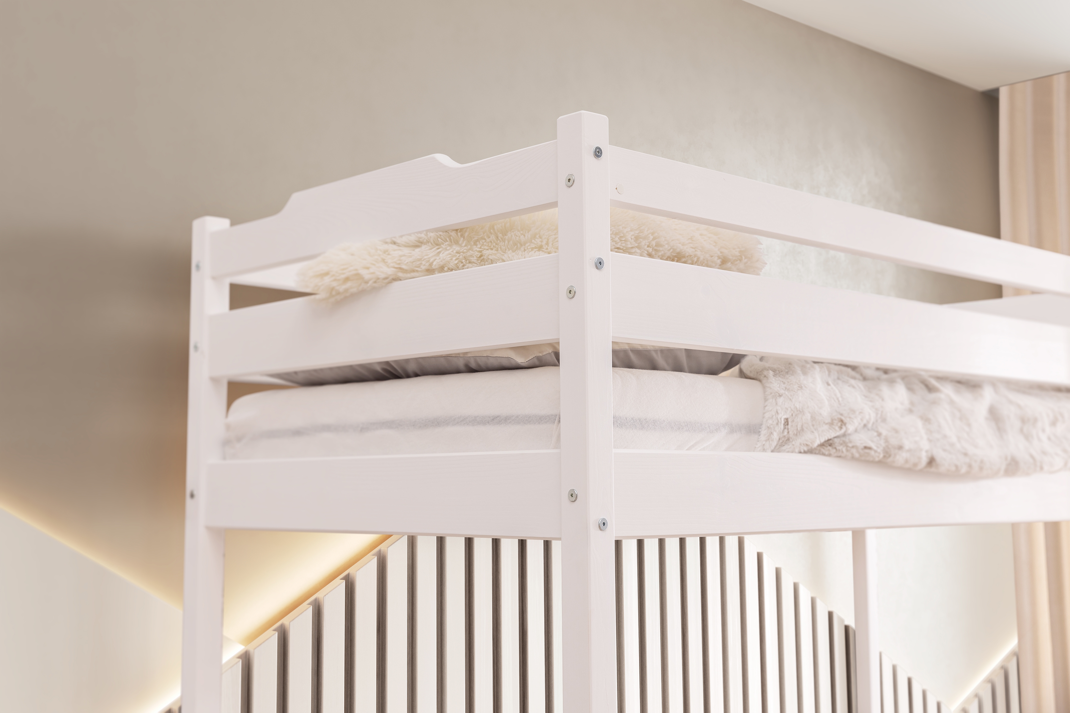 Vyvýšená detská posteľ Samio - 90x180 cm - biela Posteľ dzieciece Samio 90x180 vyvýšená - Biely