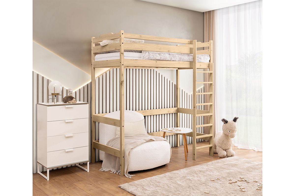 Vyvýšená detská posteľ Samio - 90x190 cm - borovica Posteľ dzieciece Samio 90x190 vyvýšená - Borovica