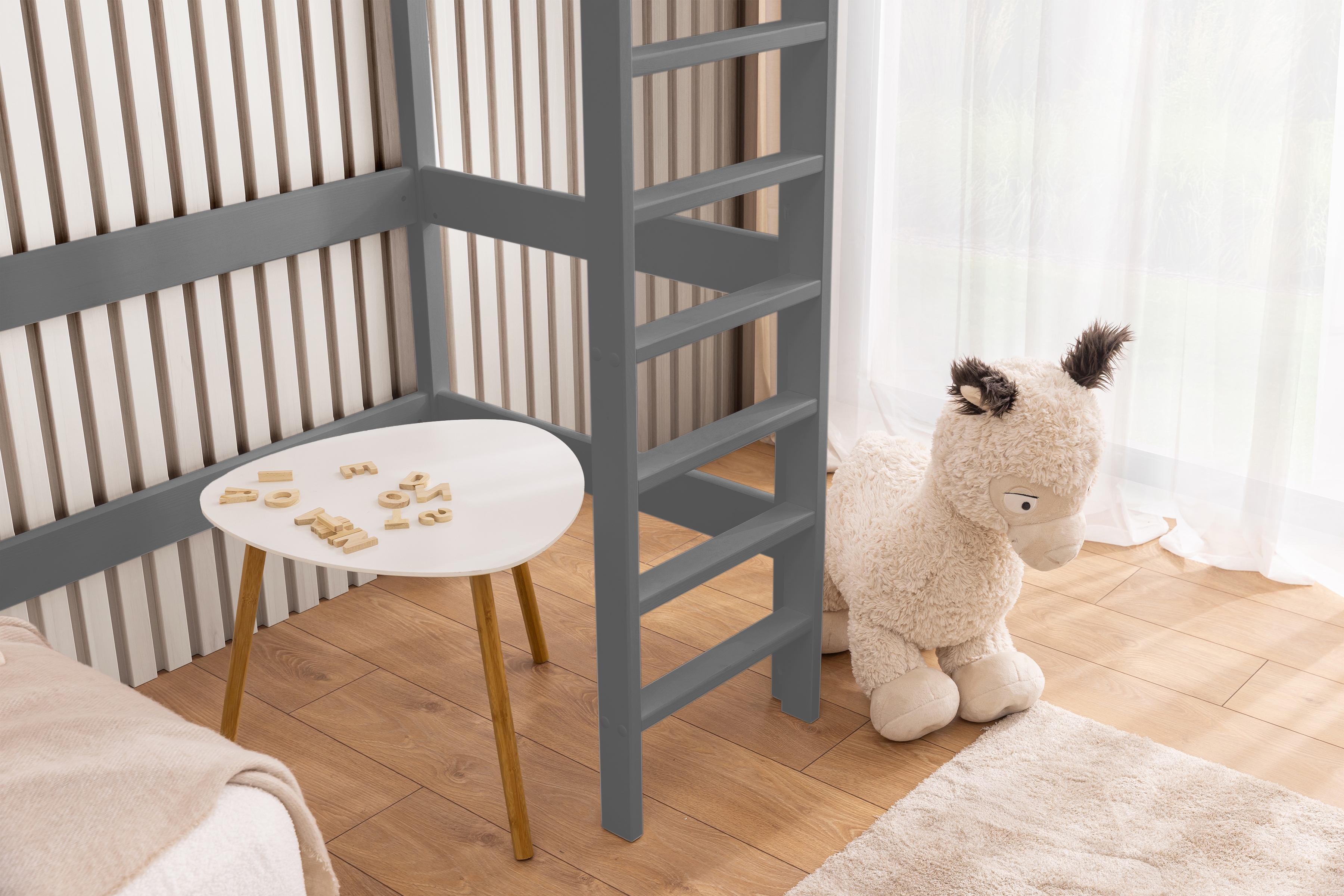 Dětská vyvýšená postel Samio 90x190 cm - šedá Postel dzieciece Samio 90x190 vyvýšená postel - šedá