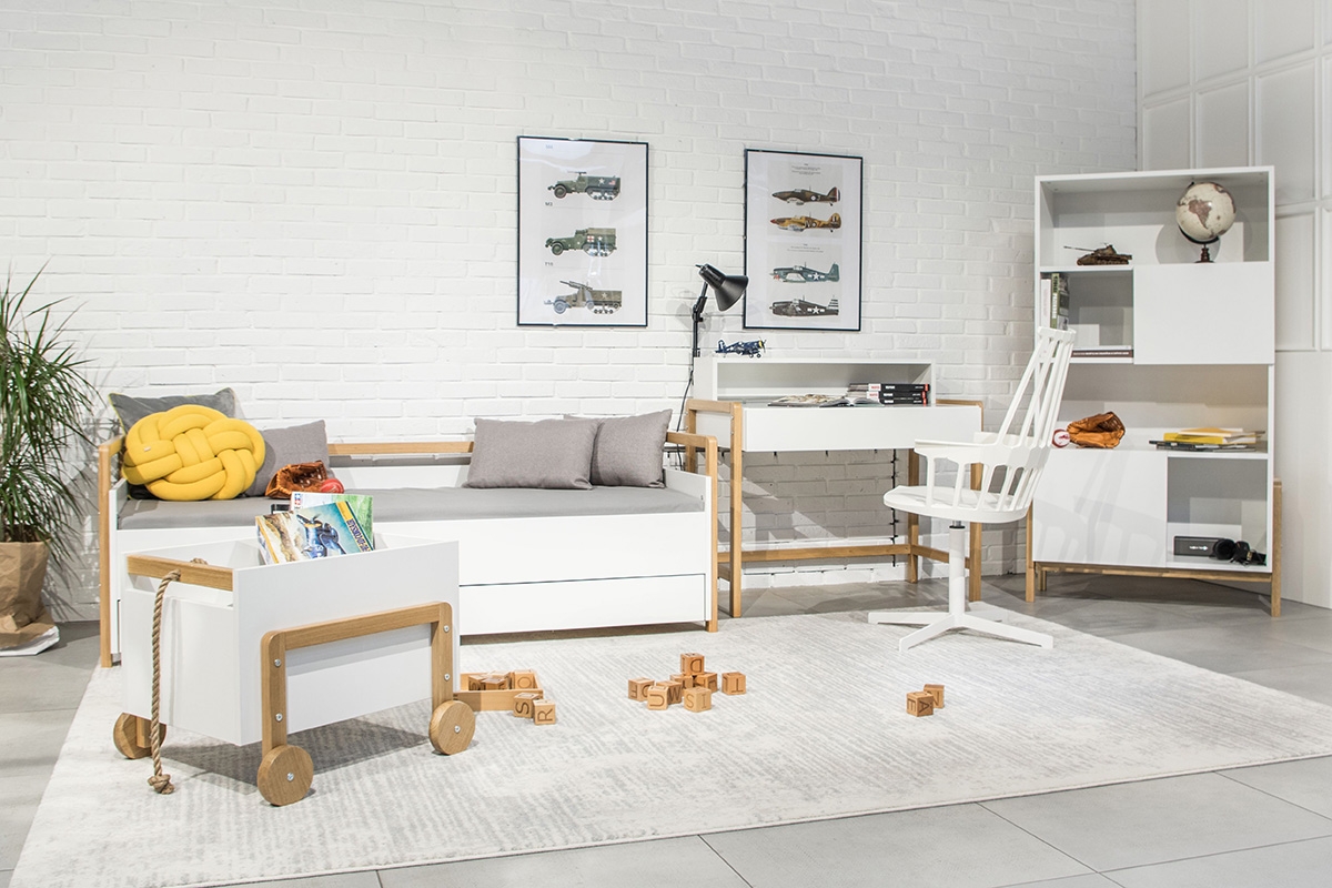 Detská posteľ Silia 80x180 cm so zásuvkou - alpská biela / dub Posteľ dzieciece Silia 80x180 cm z szuflada - Biela alpejska / Dub