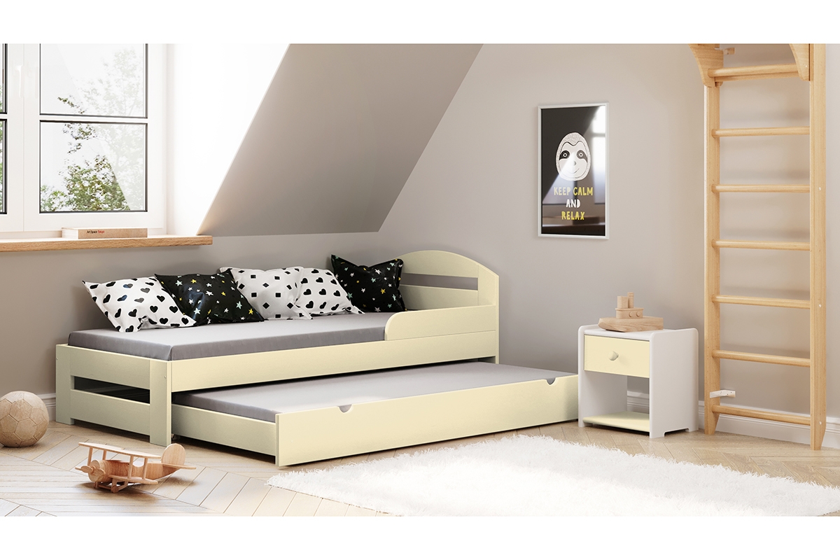 Dětská přízemní výsuvná postel Wiki II  Dětská postel Wiki II přízemní výsuvná - Barva Vanilka