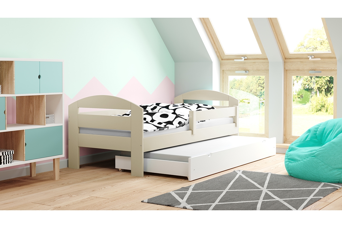 Detská posteľ s prístelkou Wiola Posteľ drewnaine z wezglowiem 