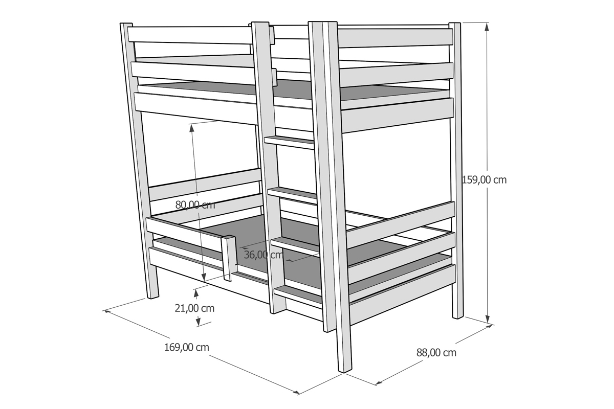 Patrová postel Ela II PP 002 postel Ela II patrová  - Rozměry 160/80