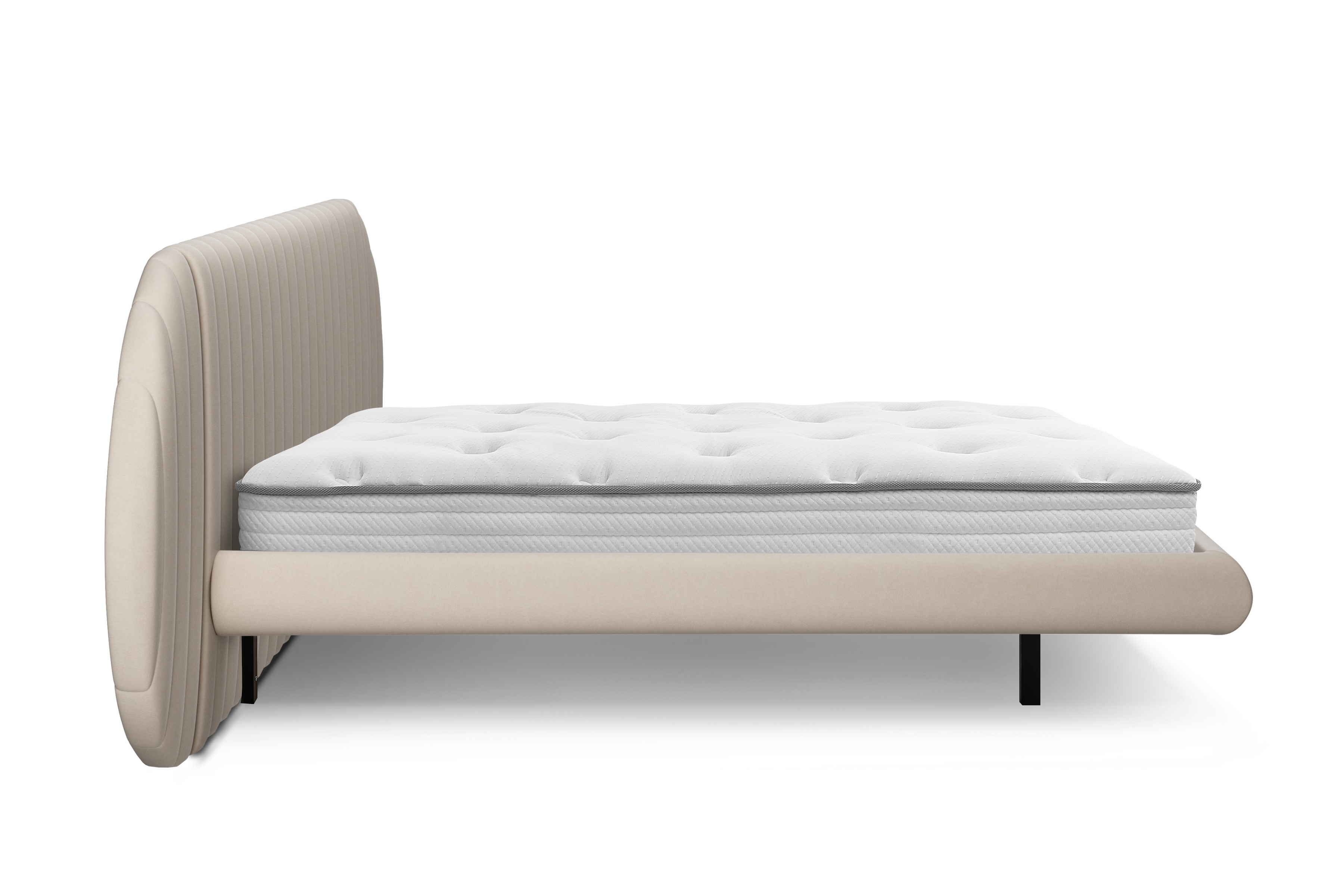 Manželská posteľ Galin 140x200 cm - béžový velúr Velutto 2 Posteľ Galin lewitujace / 140x200 / Velutto 2