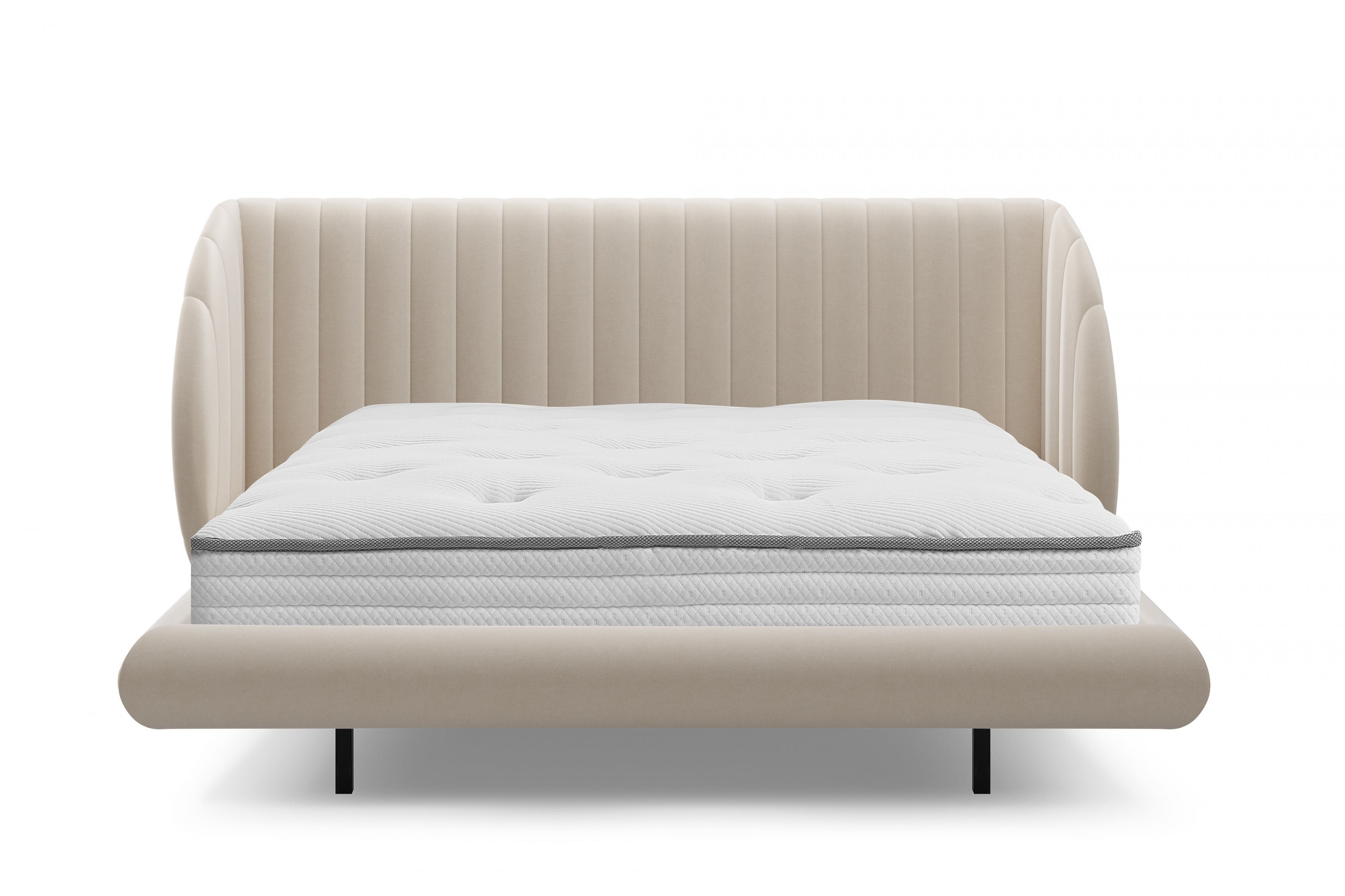 Manželská posteľ Galin 140x200 cm - béžový velúr Velutto 2 Posteľ Galin lewitujace / 140x200 / Velutto 2