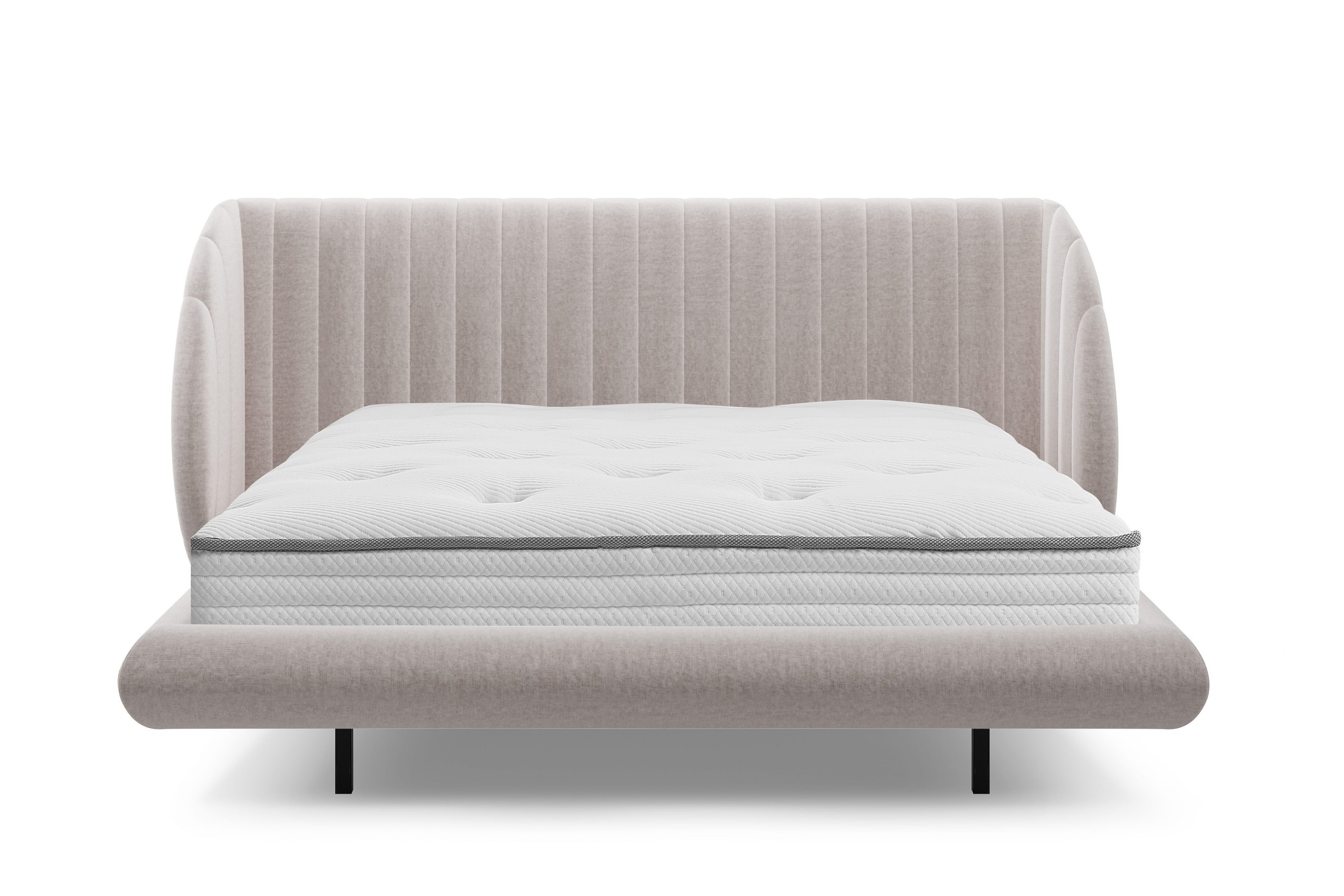 Manželská posteľ Galin 160x200 cm - béžová pletenina Maya 01 Posteľ Galin lewitujace / 160x200 / Maya 01