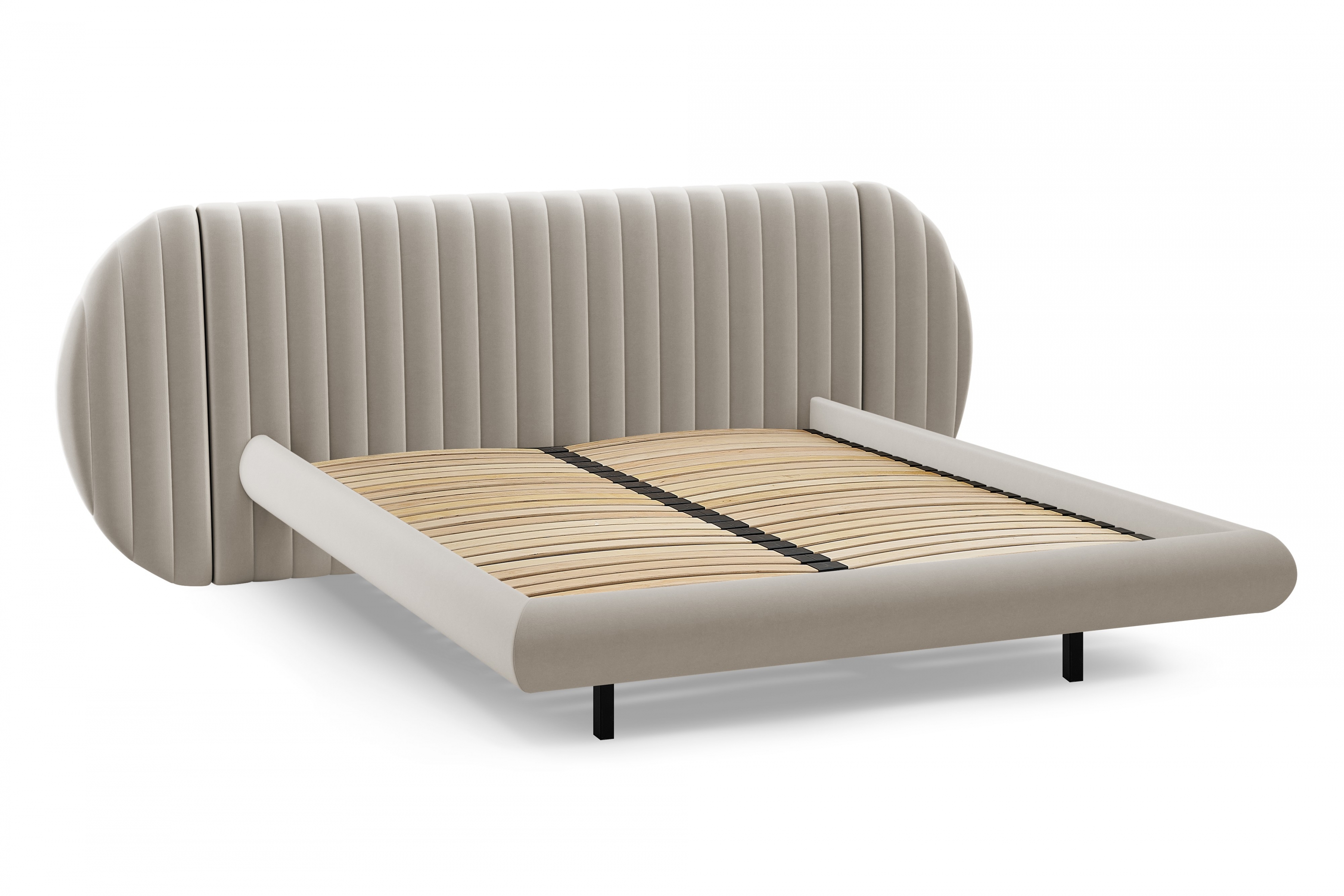 Levitujúca manželská posteľ Galin 160x200 - béžový velúr Velluto 1 Posteľ Galin lewitujace / 160x200 / Velutto 1