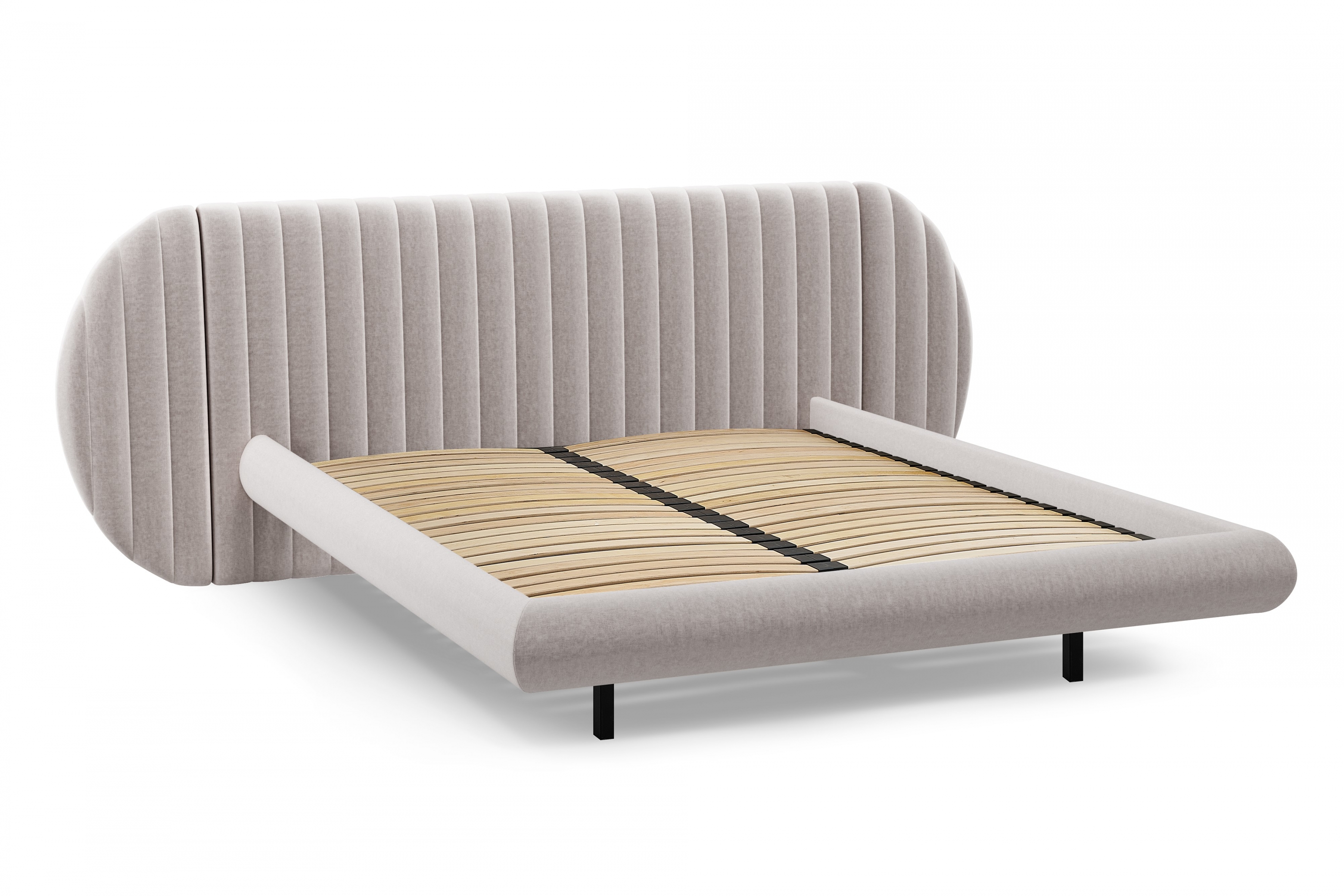 Manželská posteľ Galin 180x200 cm - béžová pletenina Maya 01 Posteľ Galin lewitujace / 180x200 / Maya 01