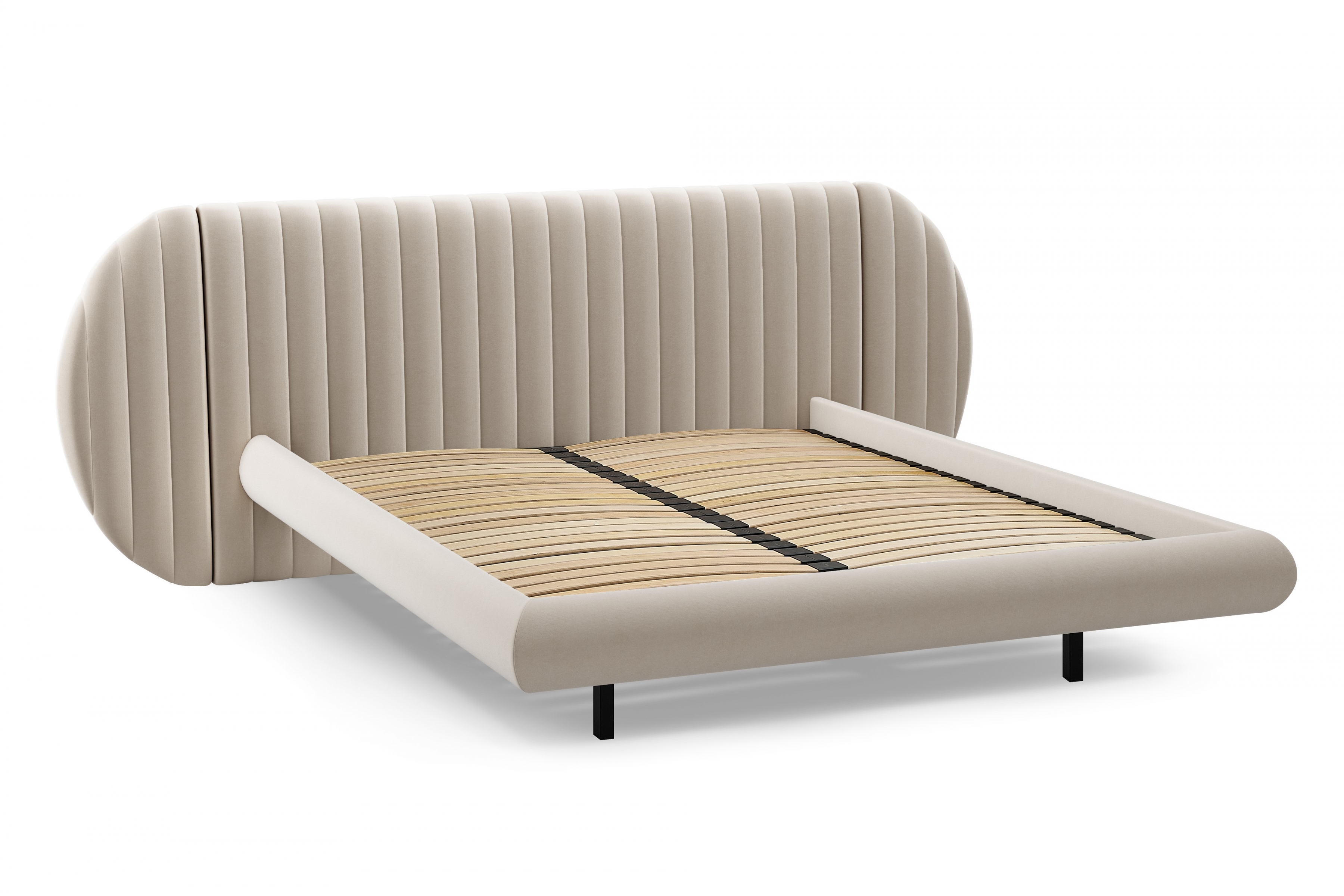 Manželská posteľ Galin 180x200 cm - béžový velúr Velutto 2 Posteľ Galin lewitujace / 180x200 / Velutto 2