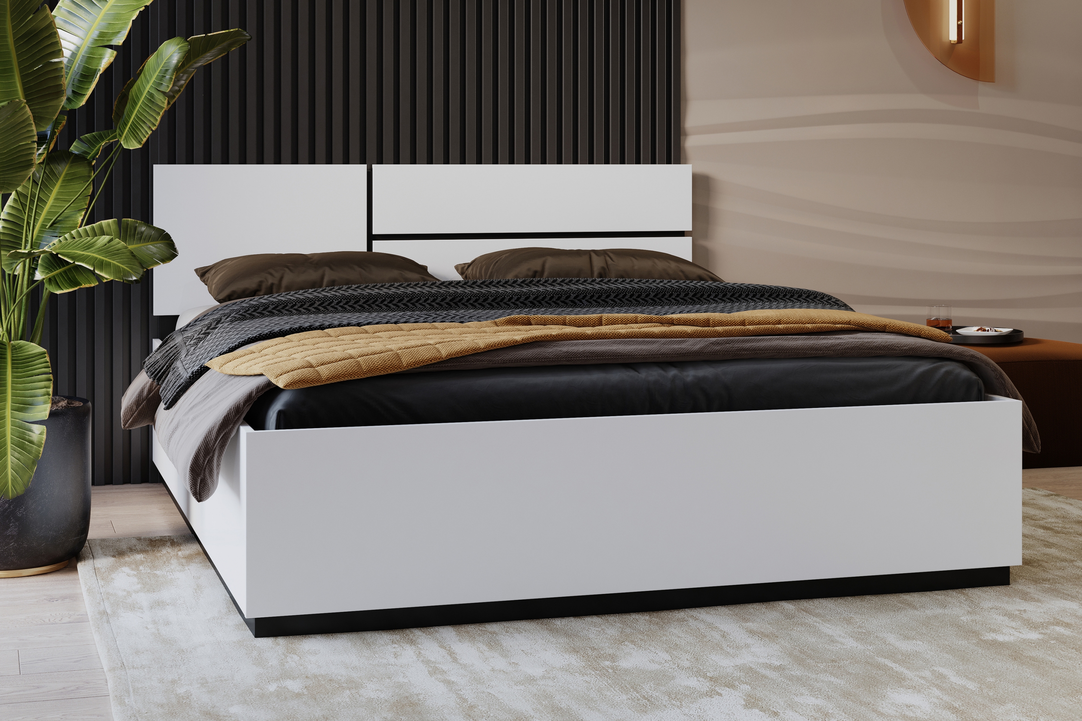 Postel Cross 160x200 cm – bílá / černá Postel Gramon 160x200 - bílá / černá