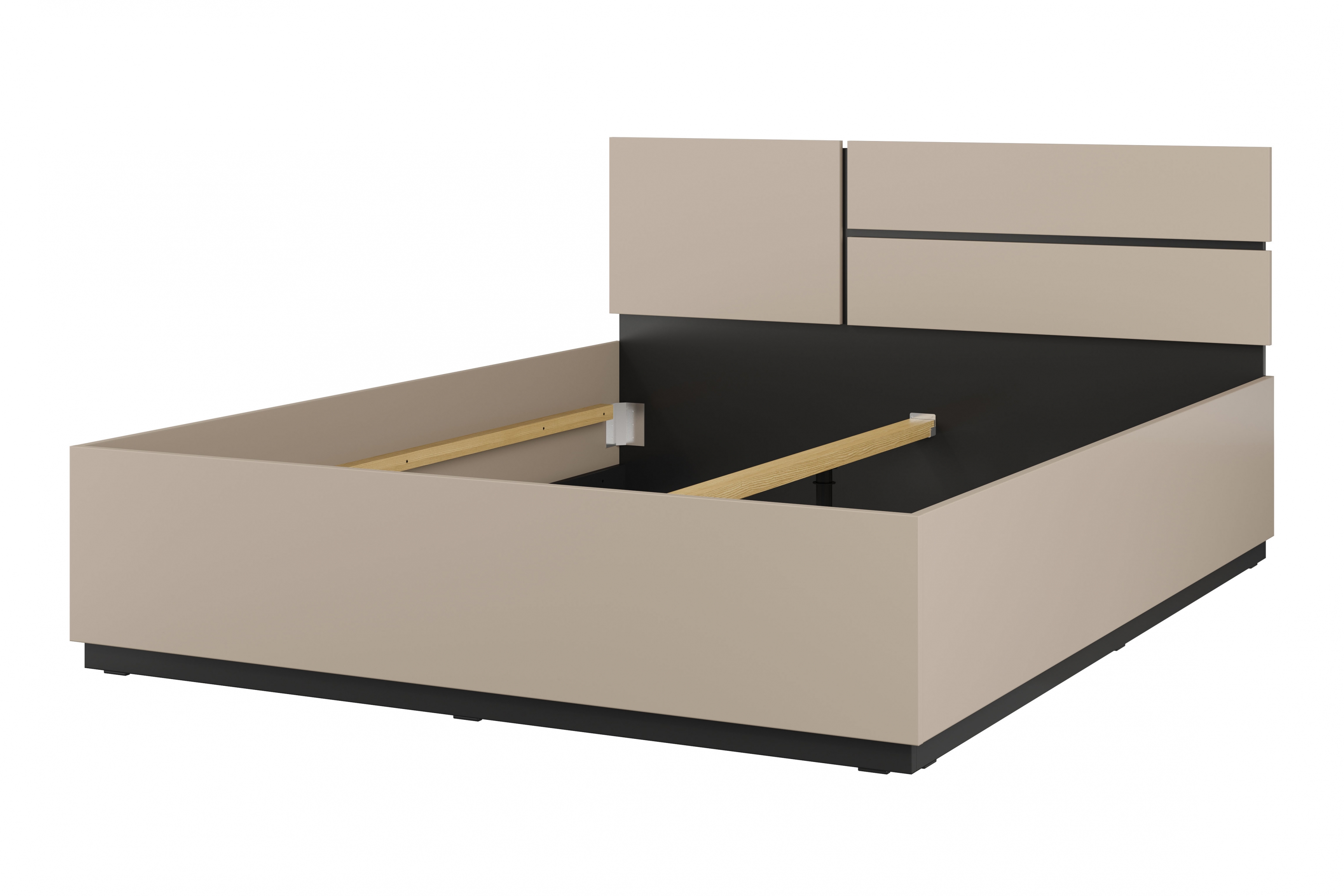 Postel Cross 160x200 cm – kašmírová / černá Postel Gramon 160x200 - kašmír / černá