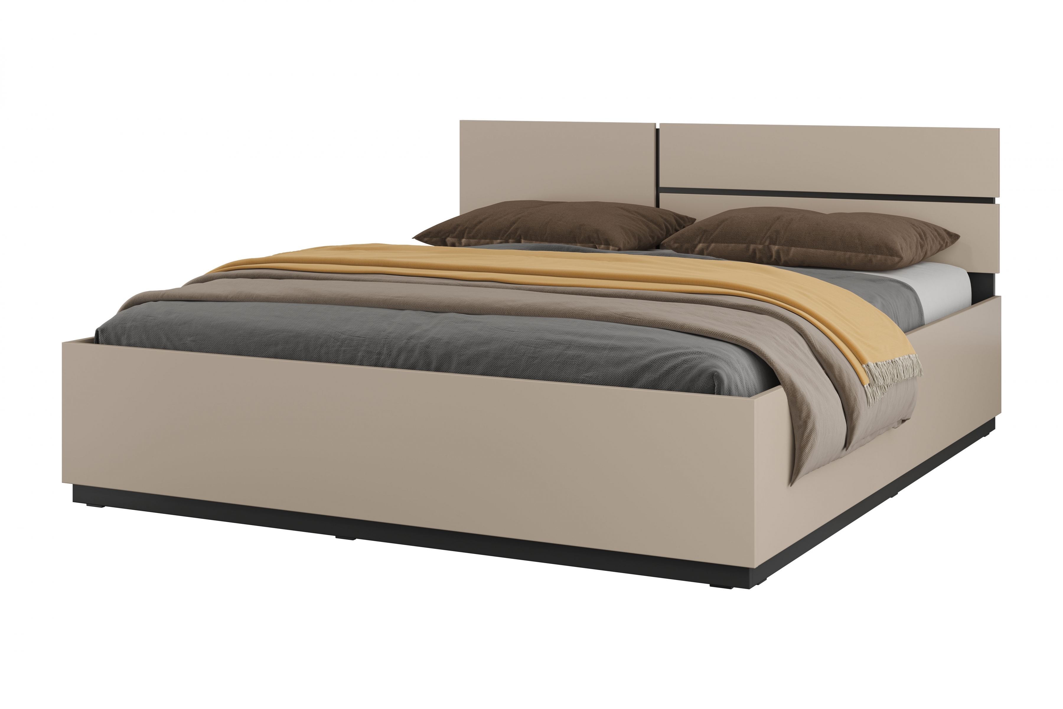 Postel Cross 180x200 cm – kašmírová / černá Postel Gramon 180x200 - kašmír / černá