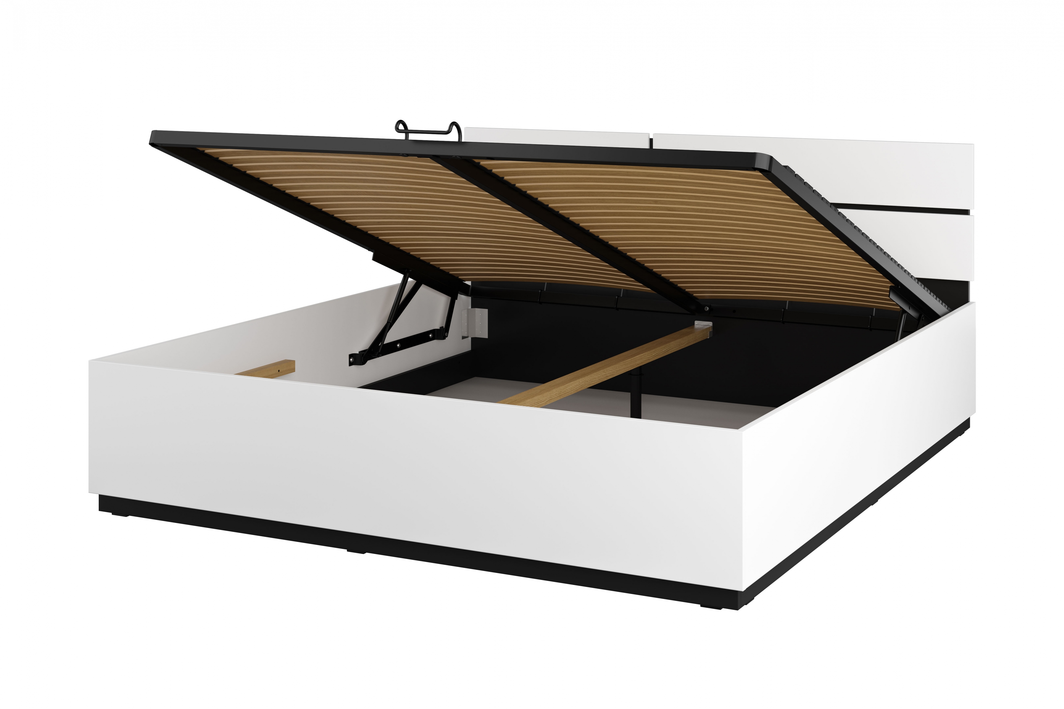 Postel s úložným prostorem Cross 180x200 cm – bílá / černá Postel Gramon 180x200 s úložným prostorem- bílá / černá