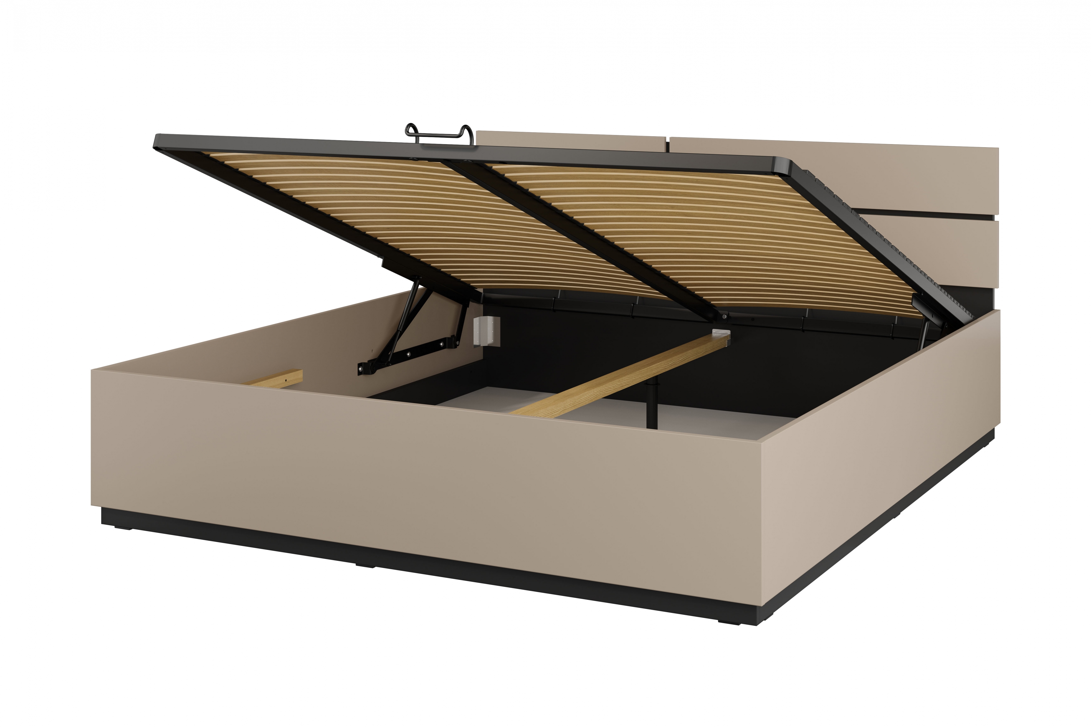 Manželská posteľ Cross s úložným priestorom - 180x200 cm - kašmírová / čierna Posteľ Gramon 180x200 S vnútorným úložným priestorom- kašmír / Čierny