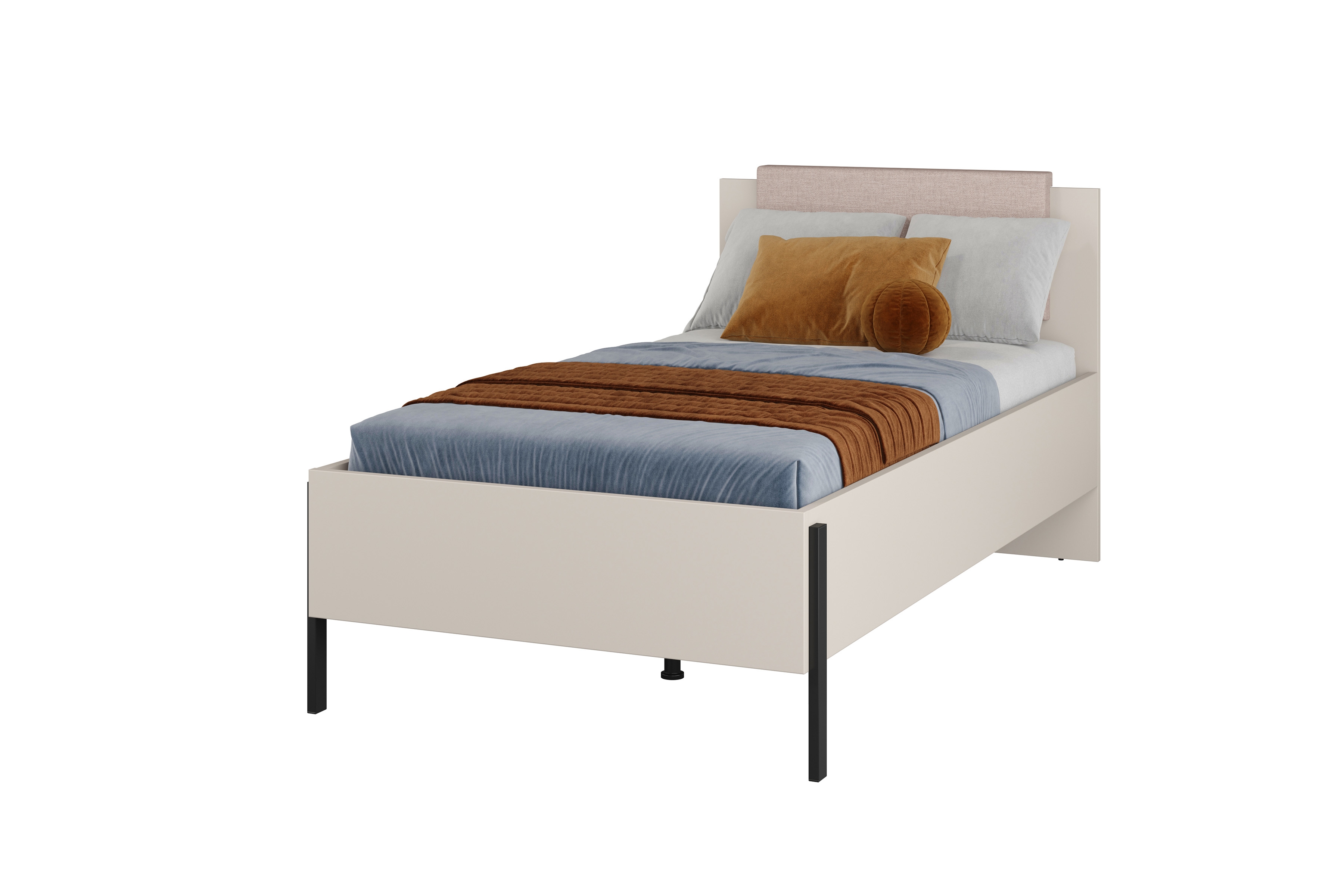 Posteľ Jukon 100x200 cm - kašmírová / čierna Posteľ Jukon 100 x 200 - kašmír / čierny nožičky