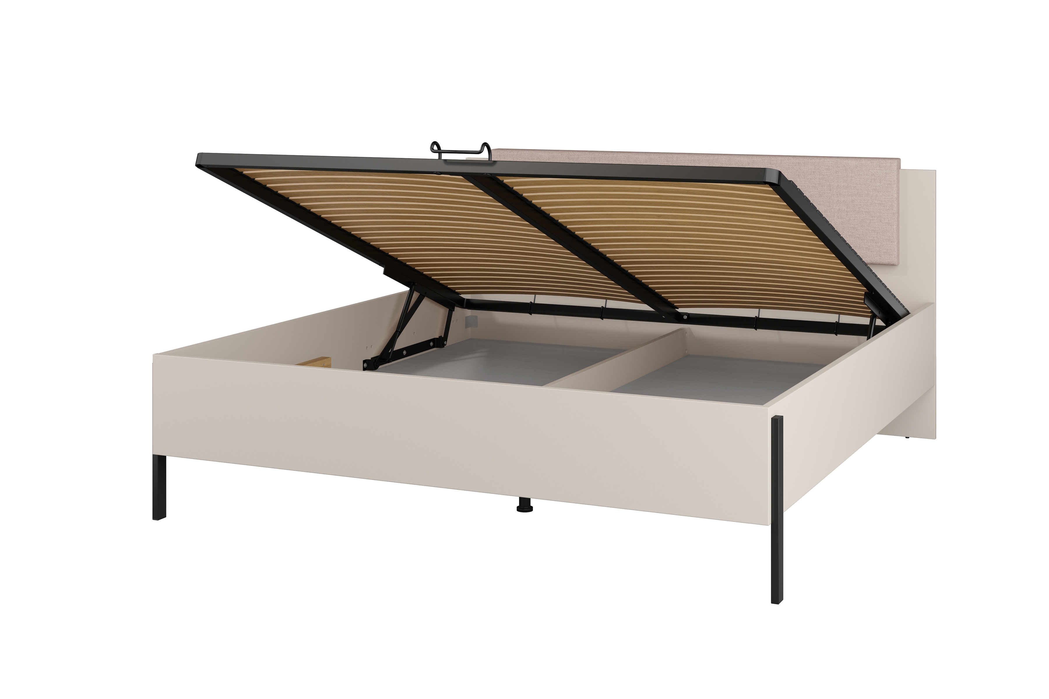 Manželská posteľ Jukon 180x200 cm s úložným priestorom - kašmírová / čierna Posteľ Jukon 180 x 200 S vnútorným úložným priestorom- kašmír / čierny nožičky