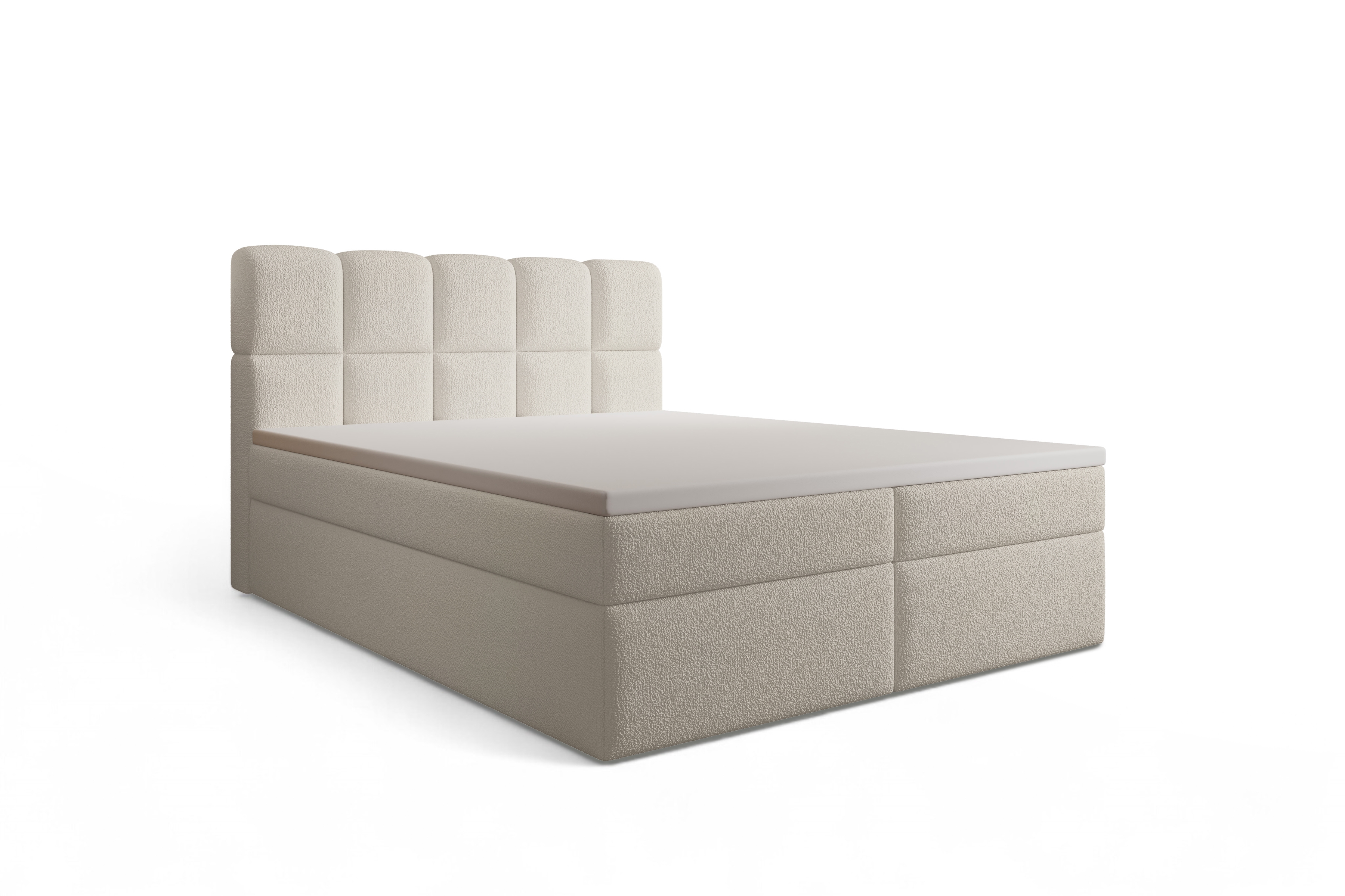 Kontinentálna posteľ Carello 160x200 s úložným priestorom - béžová buklé Quelle 05 Boxspring posteľ Carello 160x200 s úložným priestorom - Béžová bukla Quelle 05 