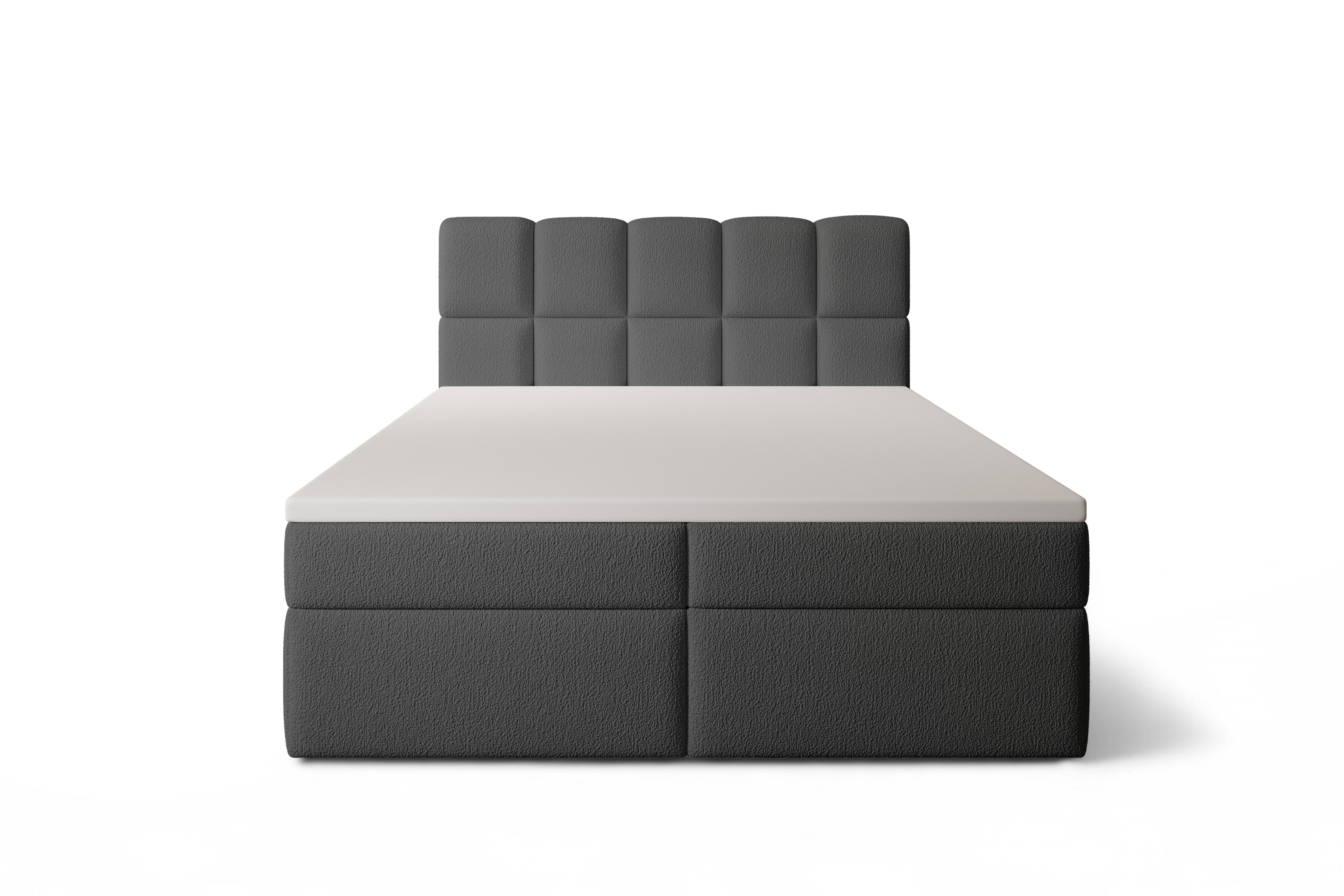 Kontinentální postel Carello 160x200 s úložným prostorem - tmavě šedá bouclé Quelle 92 Postel boxspring Carello 160x200 s úložním prostorem - tmavý szaty bukla Quelle 92