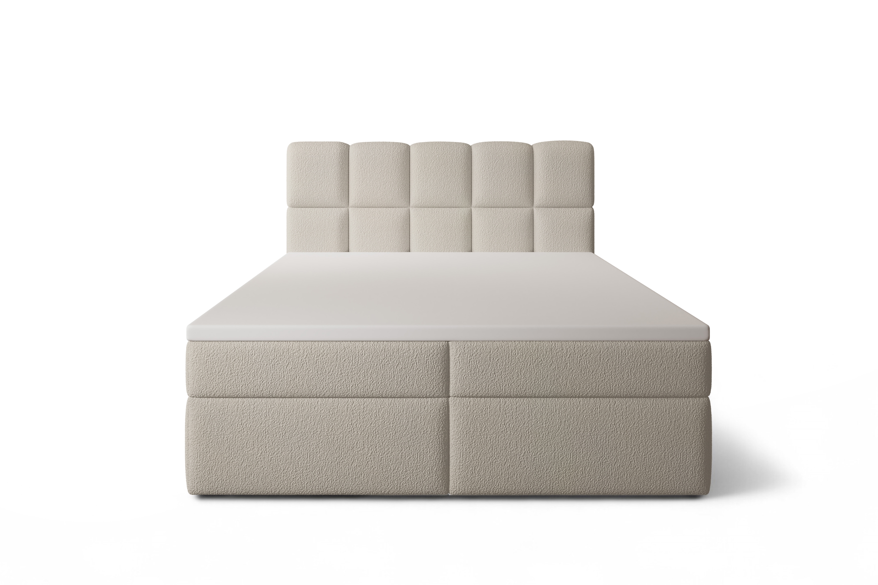 Kontinentální postel Carello 180x200 s úložným prostorem - béžová bouclé Quelle 05 Postel boxspring Carello 180x200 s úložním prostorem - béžová bukla Quelle 05