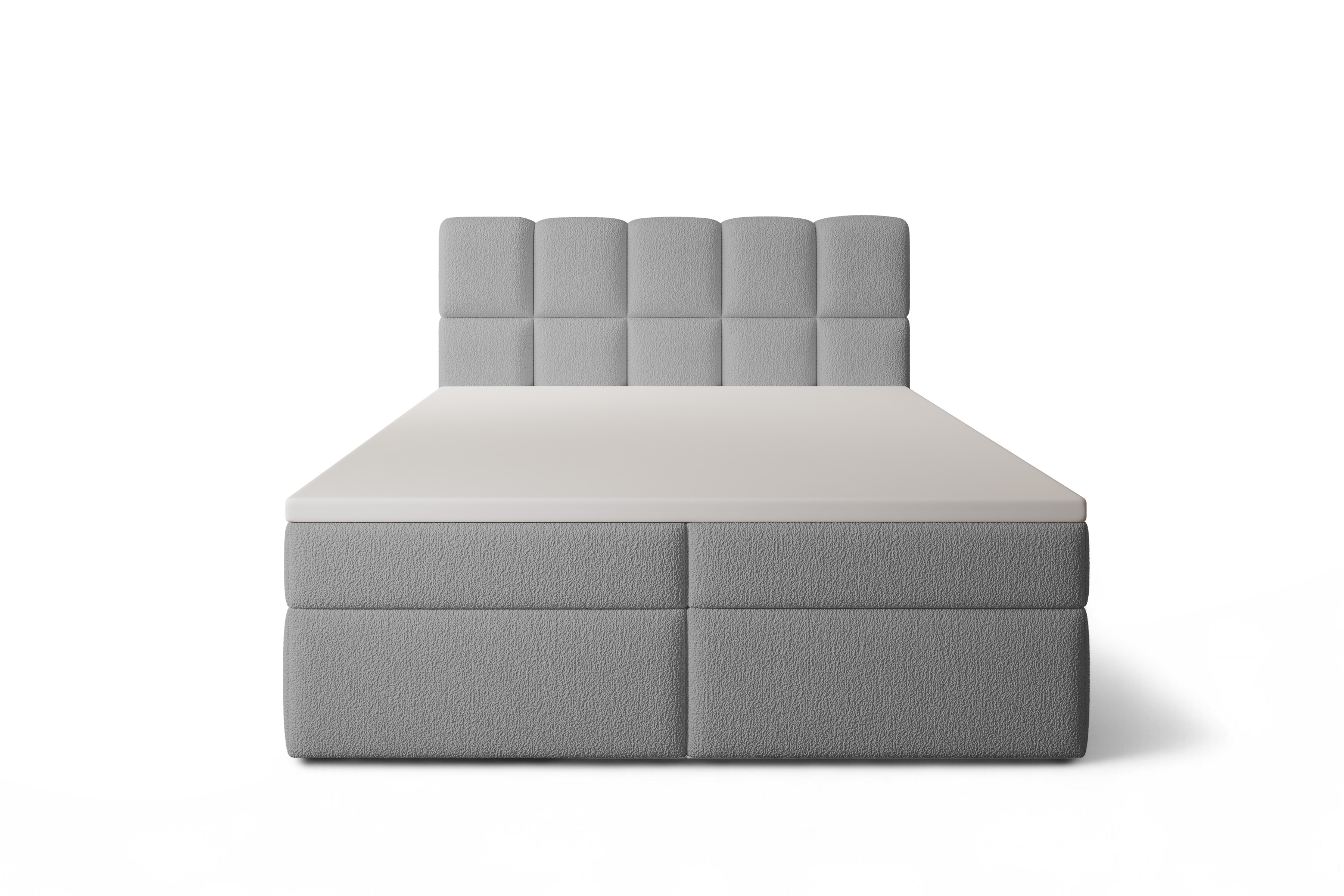 Kontinentální postel Carello 180x200 s úložným prostorem - šedá bouclé Quelle 83 Postel boxspring Carello 180x200 s úložním prostorem - šedá bukla Quelle 83