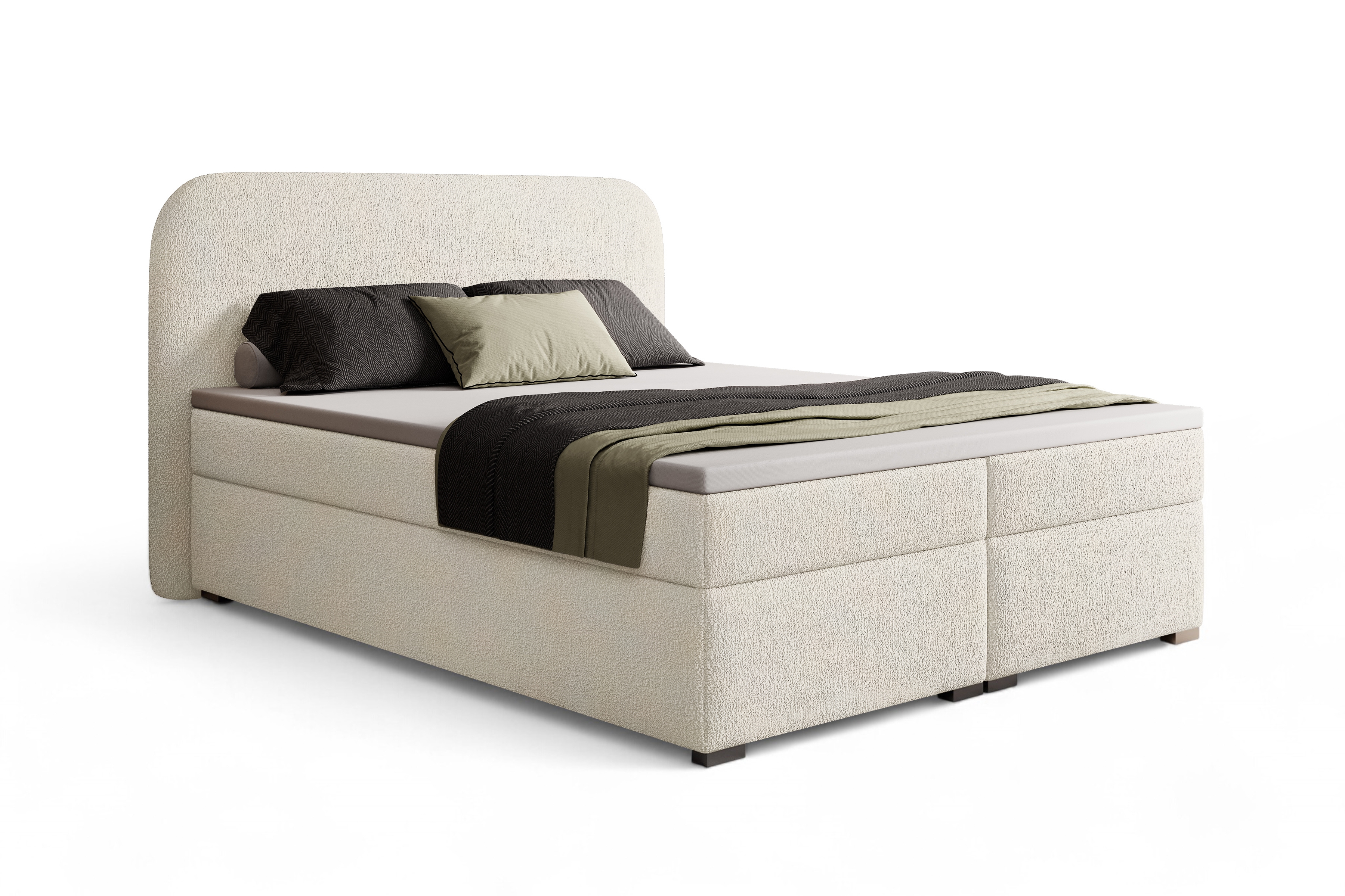 Kontinentální postel Elaris 160x200 s úložným prostorem - světle béžová bouclé Quelle 02 Postel boxspring Elaris 160x200 s úložním prostorem - světlý béžová bukla Quelle 02 