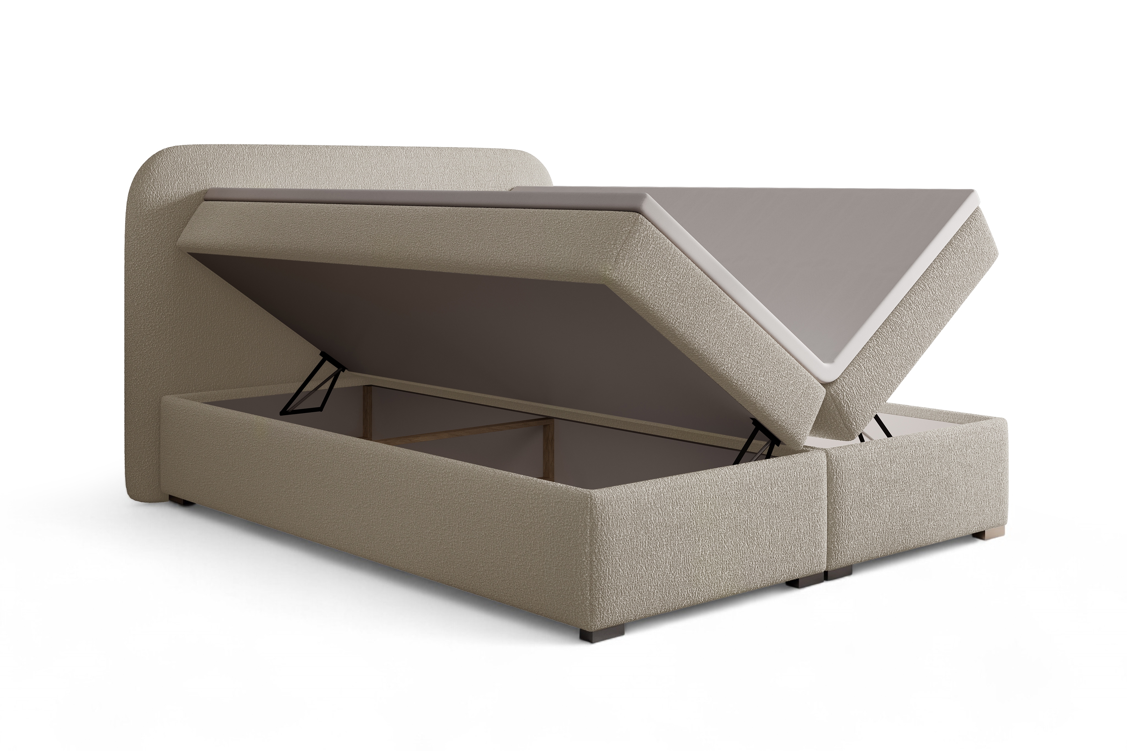 Kontinentálna posteľ Eleris 180x200 s úložným priestorom - béžová buklé Quelle 05 Boxspring posteľ Elaris 180x200 s úložným priestorom - Béžová bukla Quelle 05