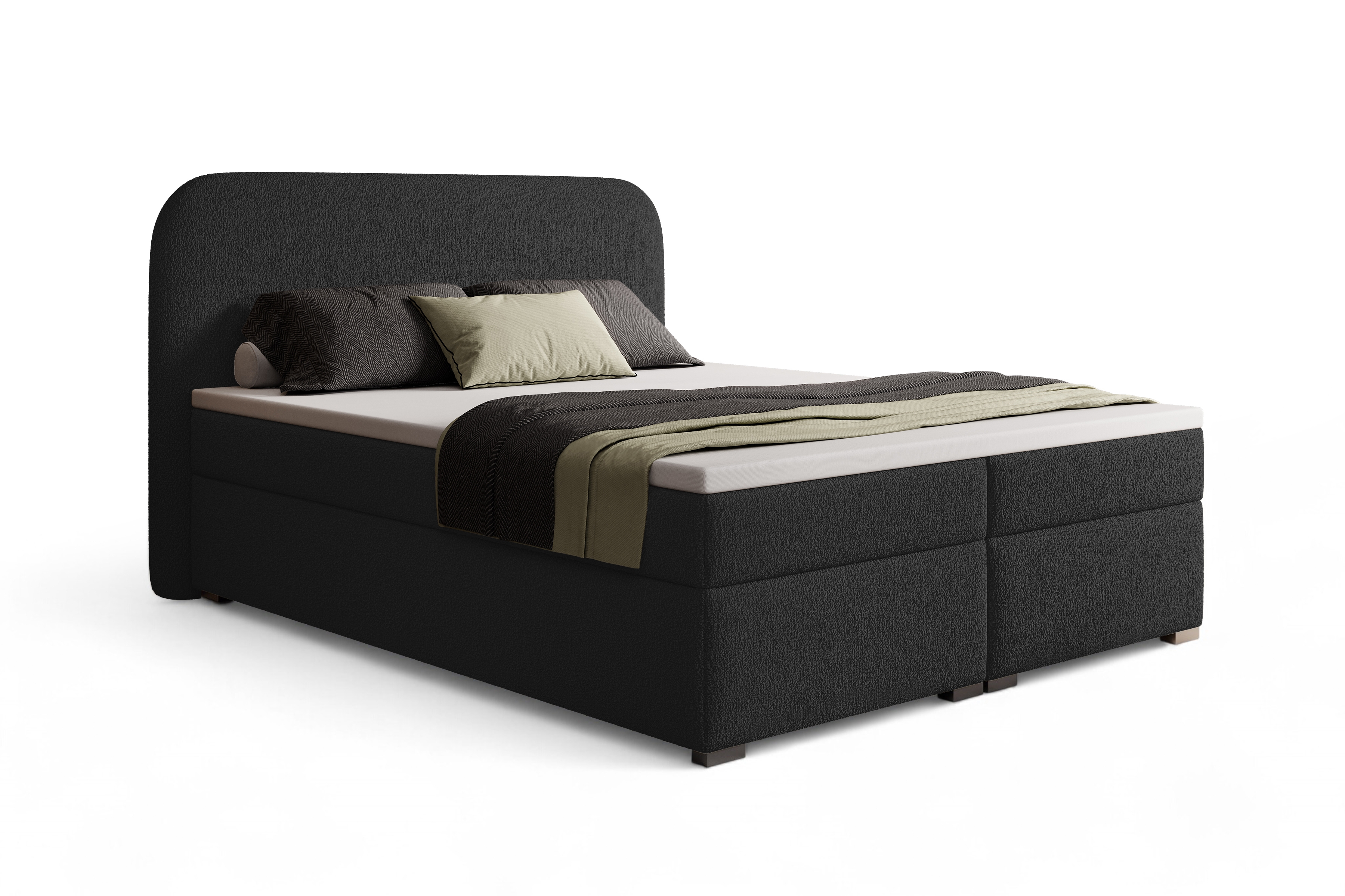 Kontinentálna posteľ Eleris 180x200 s úložným priestorom - čierna buklé Quelle 100 Boxspring posteľ Elaris 180x200 s úložným priestorom - Čierna bukla Quelle 100