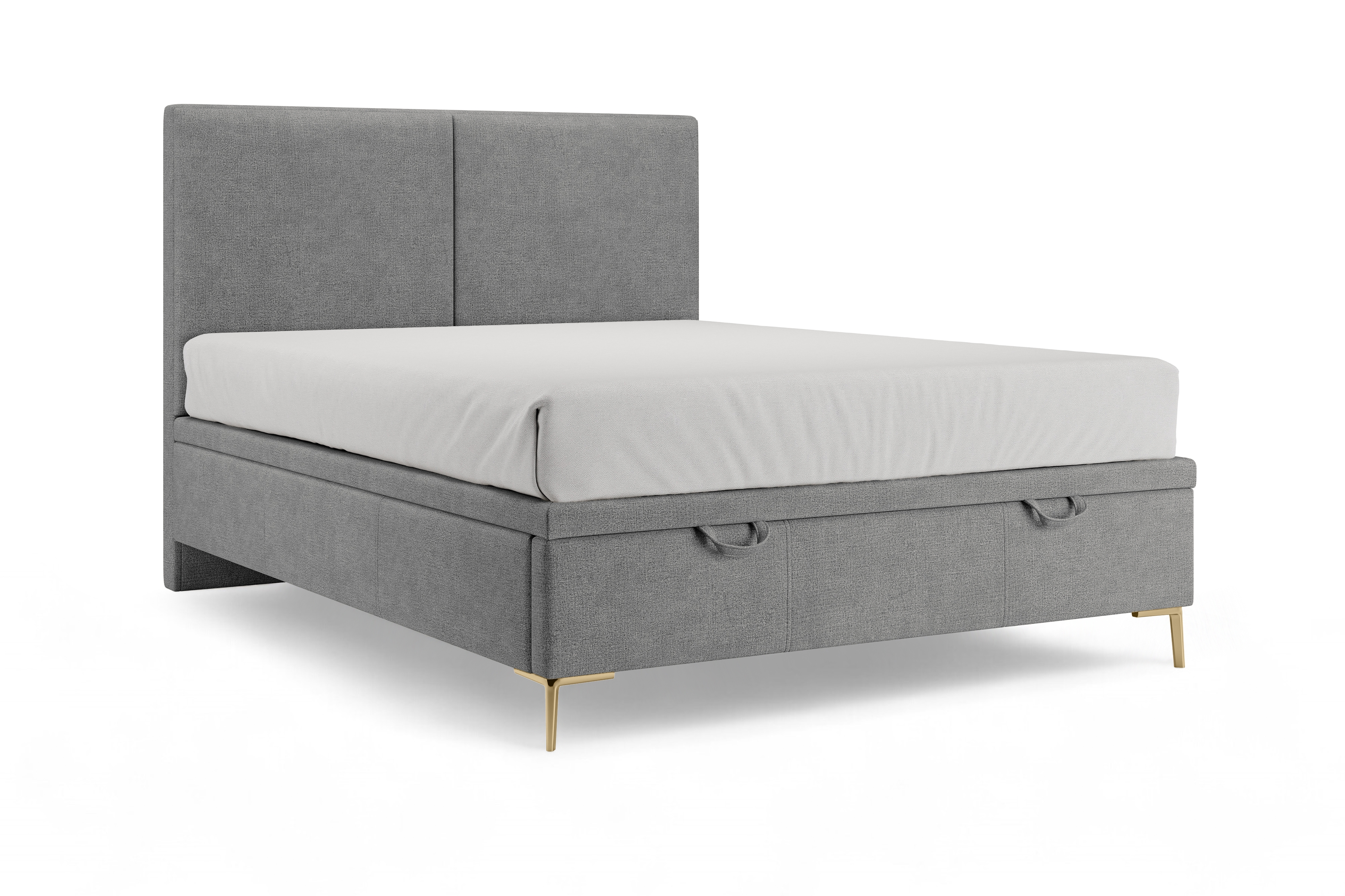 Boxspring posteľ Lektis 140x200 s vnútorným úložným priestorom – medovohnedá látka ľahkočistiaca Maya 06 / zlaté kovové nožičky Boxspring posteľ Lektis 140x200 S vnútorným úložným priestorom- šedá látka ľahkočistiaca Maya 18 / nožičky kovové zlote